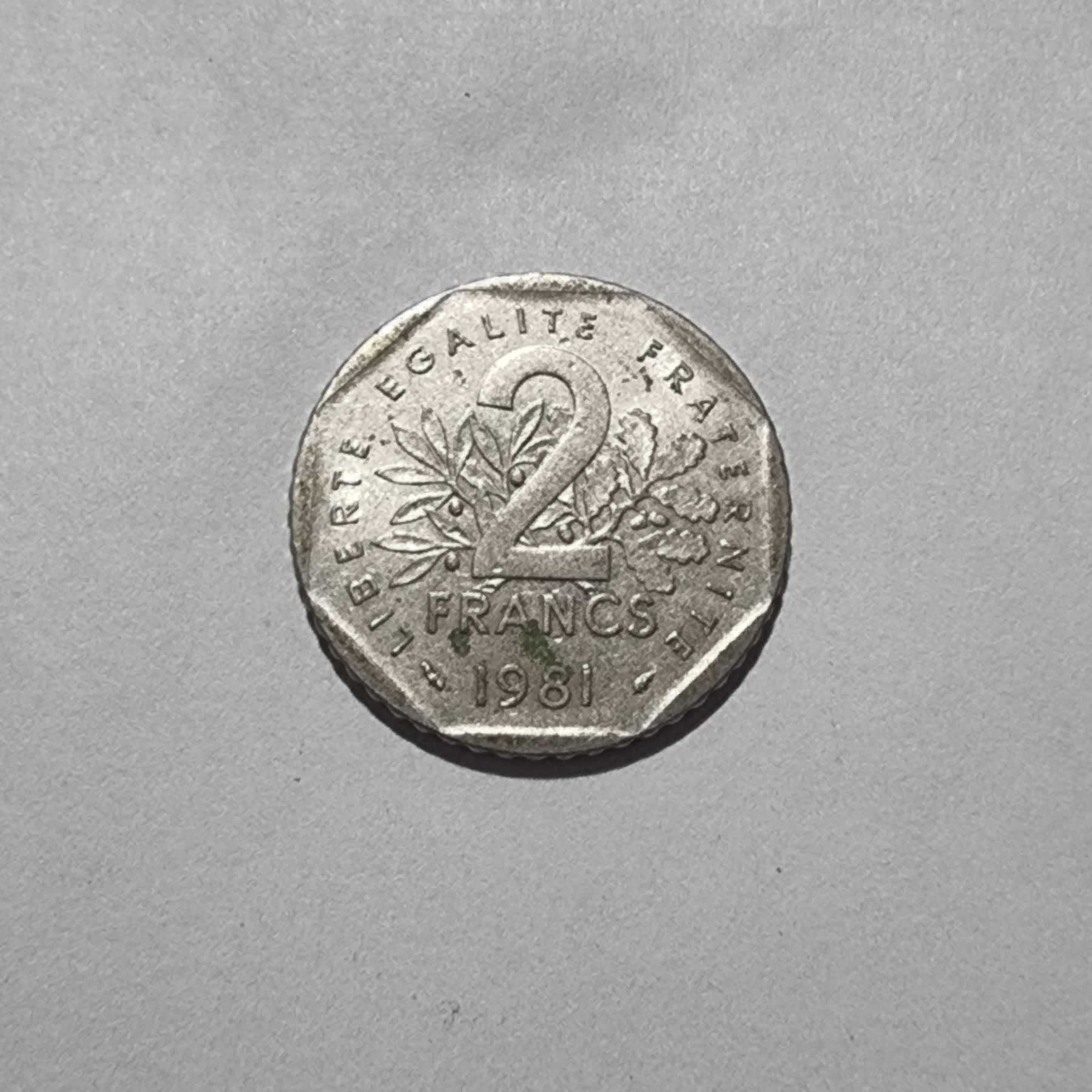 Reverso de 2 Francs, 1981, Francia · 5ta República