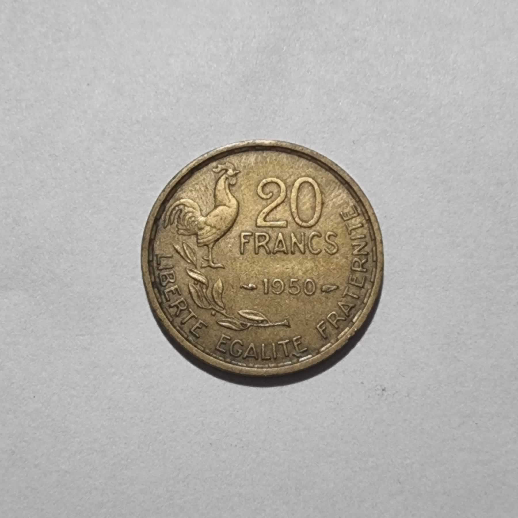 Reverso de 20 Francs, 1950