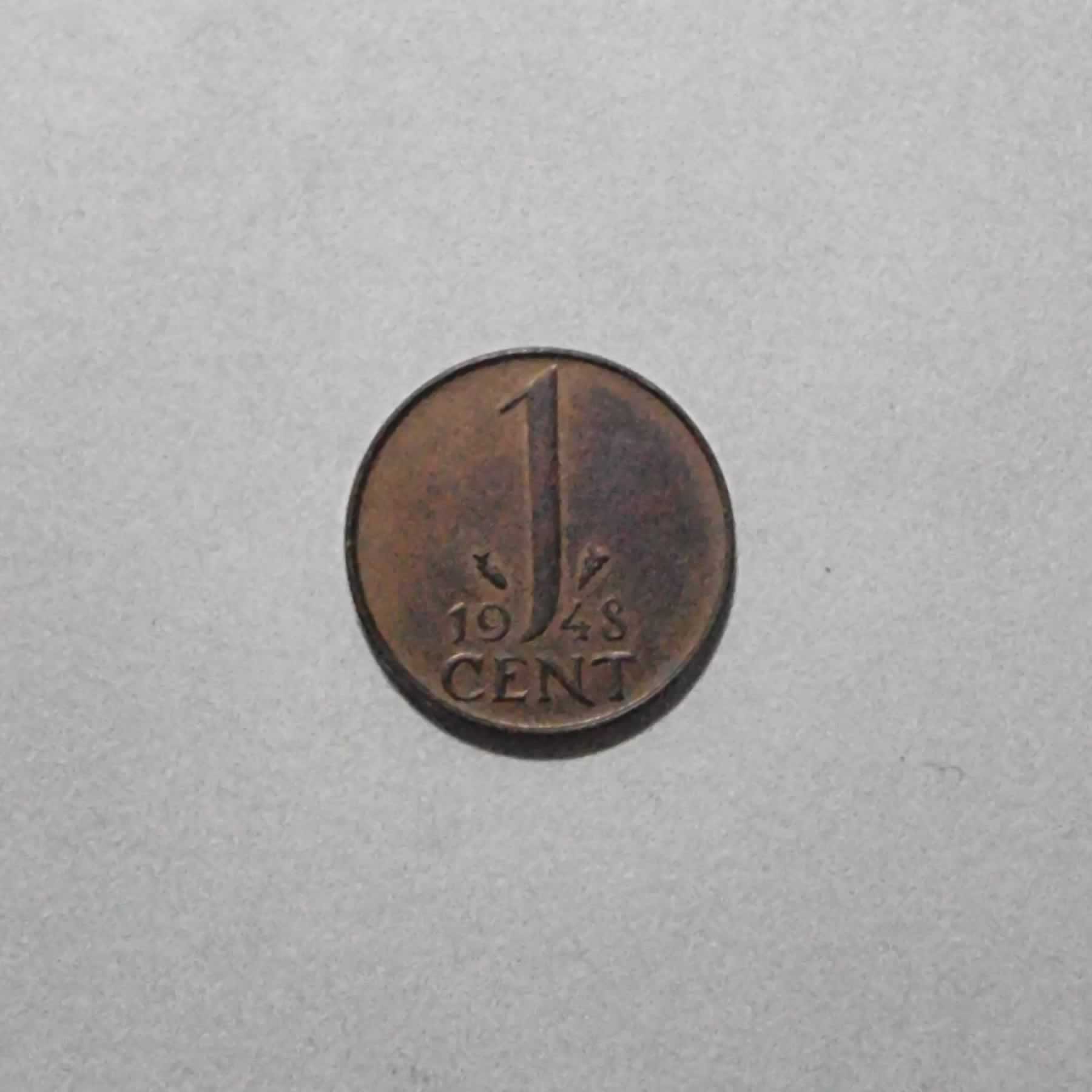 Reverso de 1 Cent, 1948