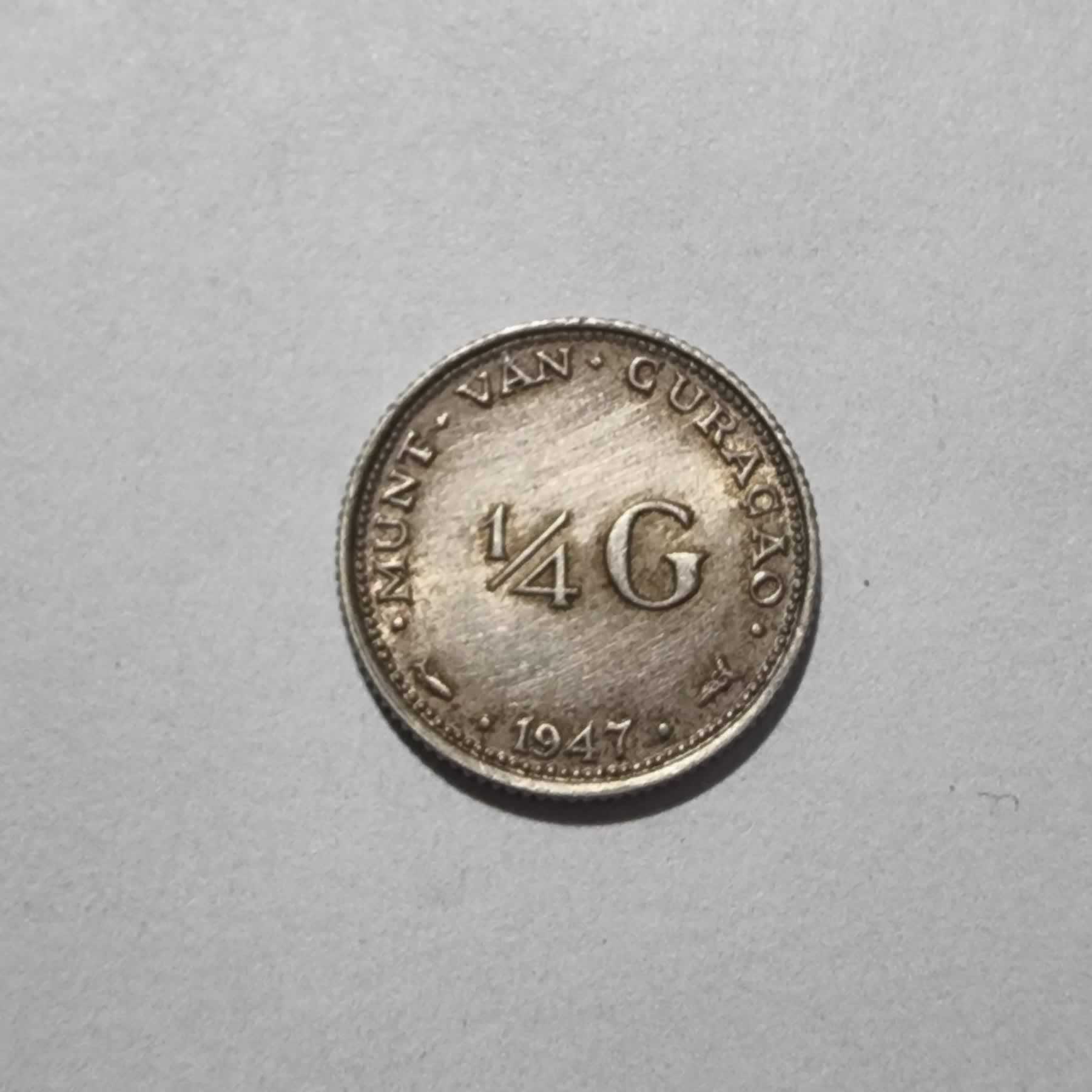 Reverso de 1/4 Gulden, 1947 (u), Curacao · Reino de P. Bajos