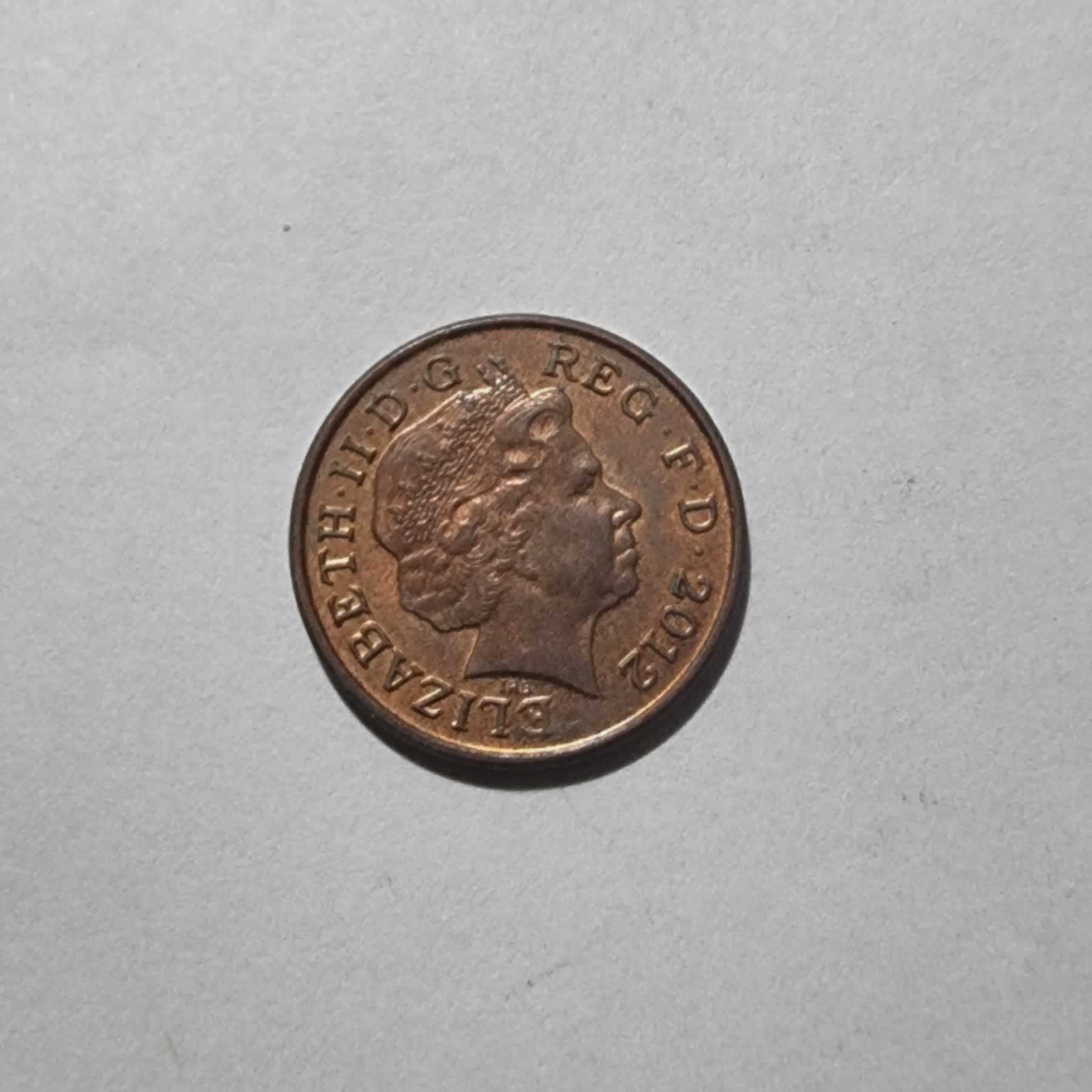 Anverso de 1 Penny, 2012, Gran Bretaña