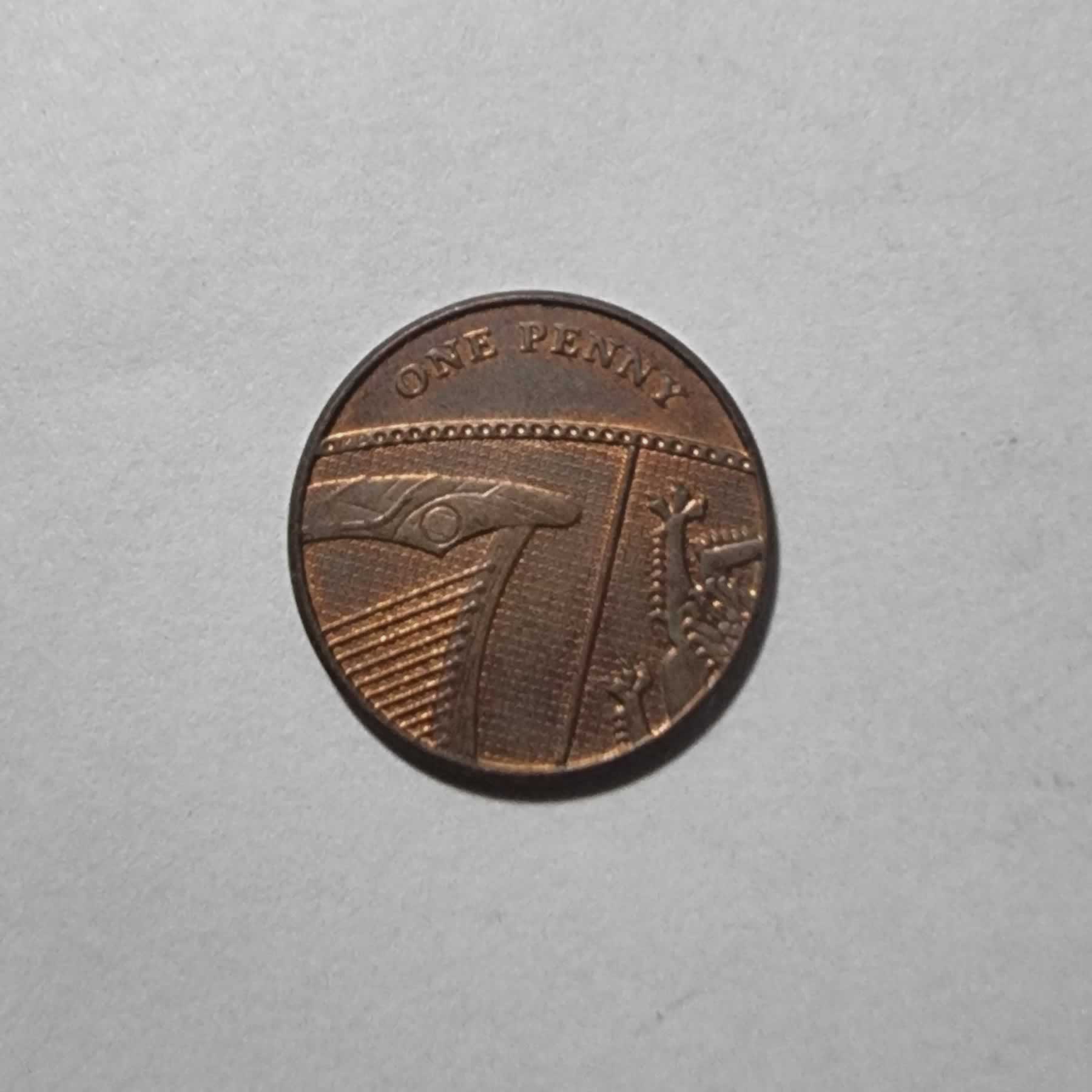 Reverso de 1 Penny, 2012, Gran Bretaña
