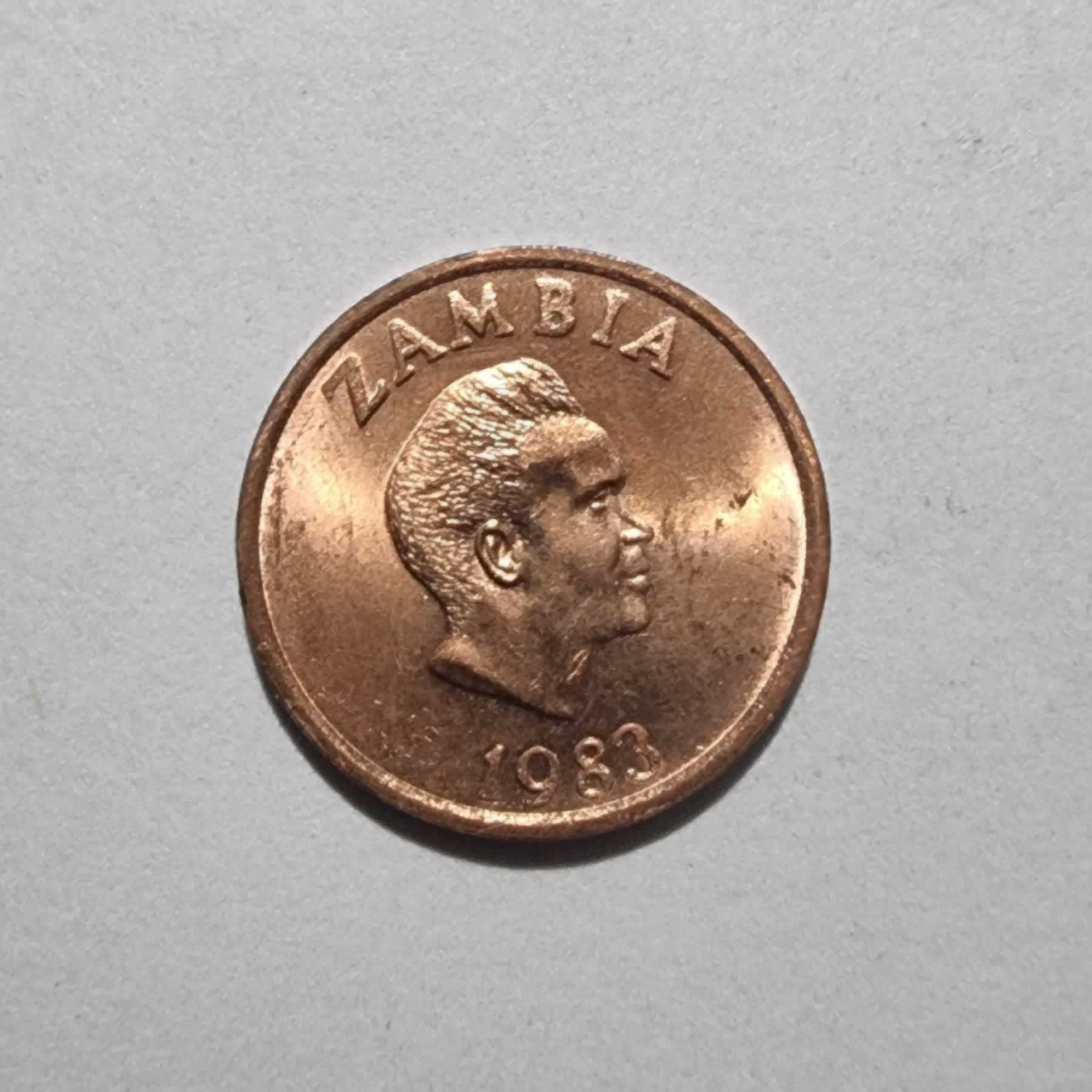 Anverso de 2 Ngwee, 1983, Zambia