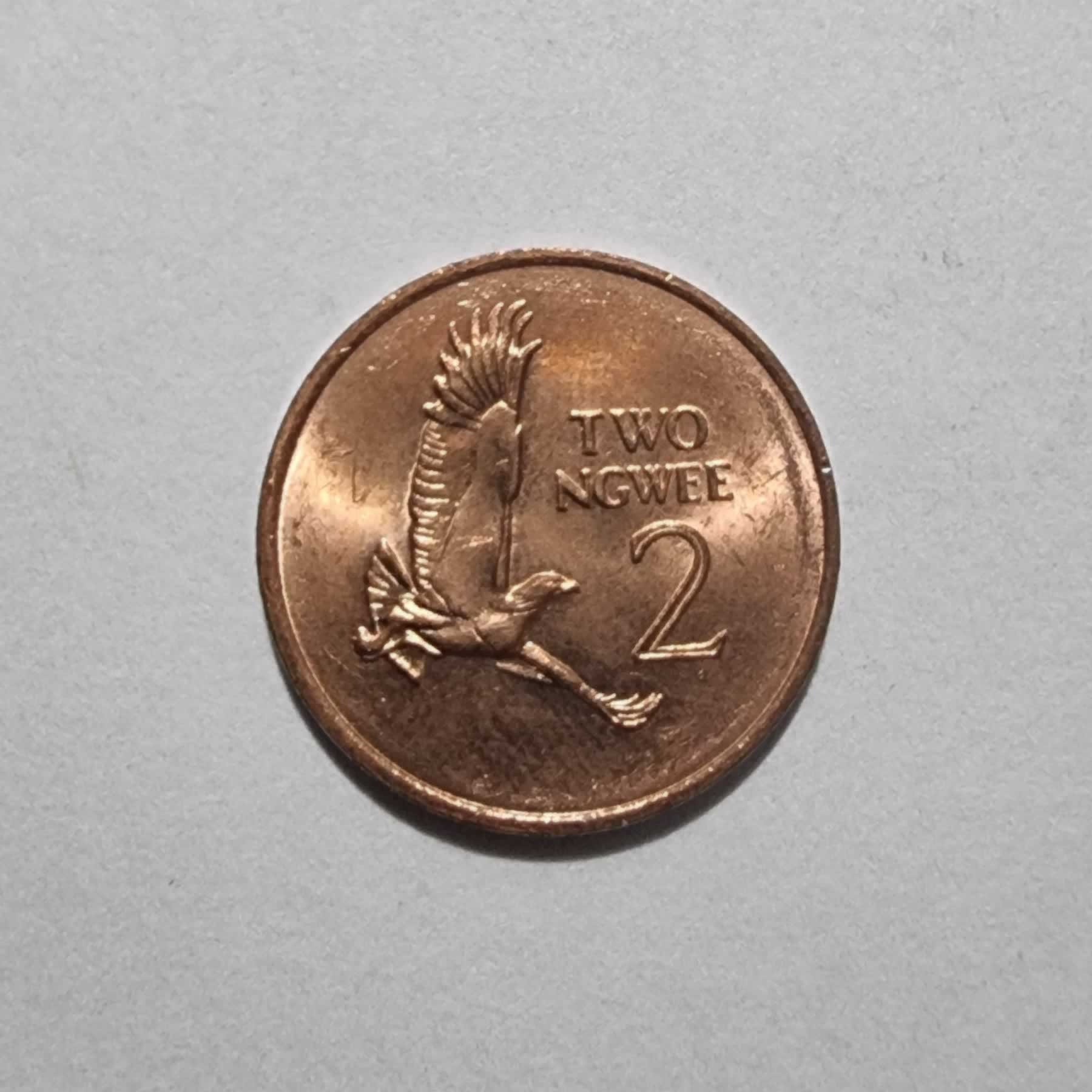 Reverso de 2 Ngwee, 1983, Zambia