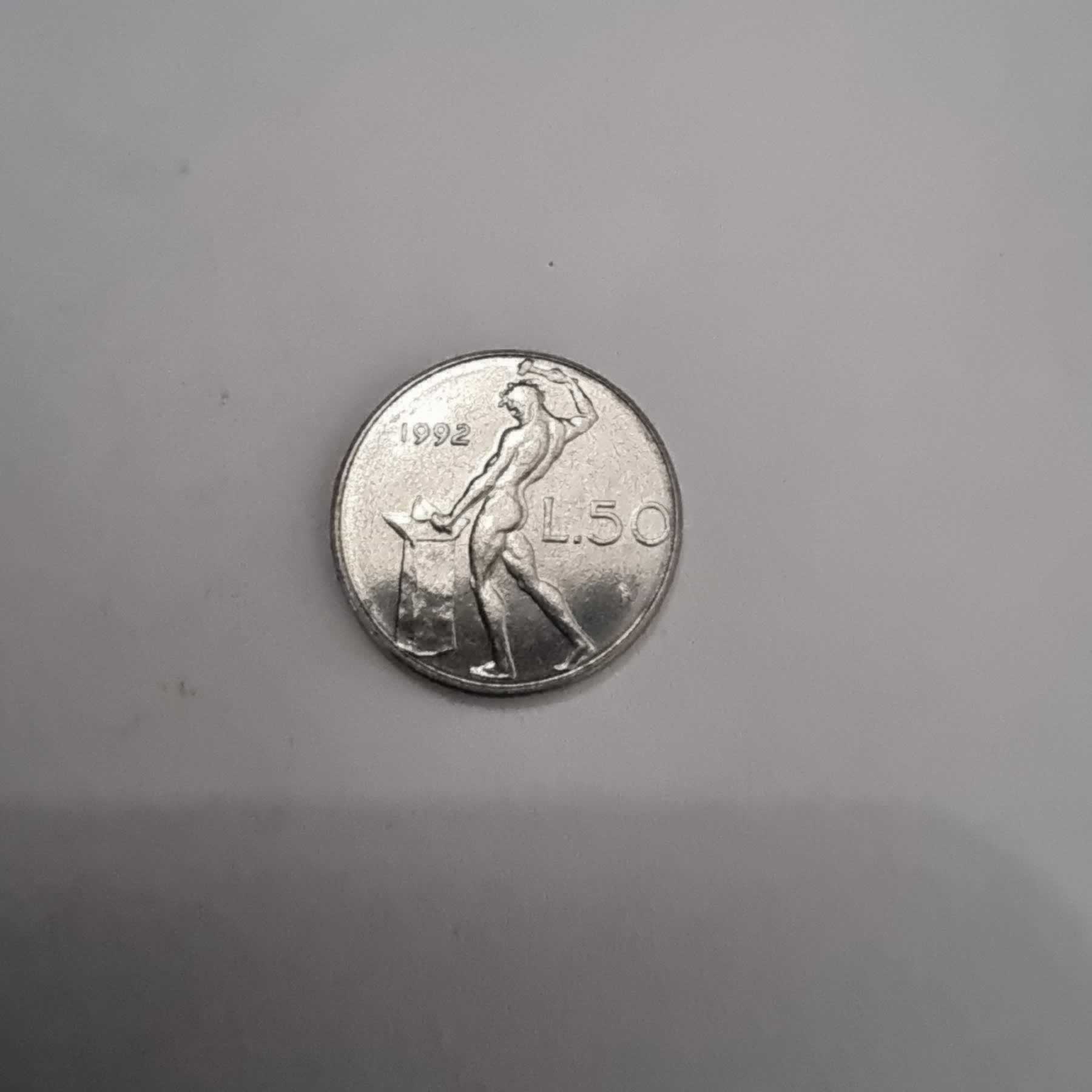 Reverso de 50 Lire, 1992 R, Italia · República