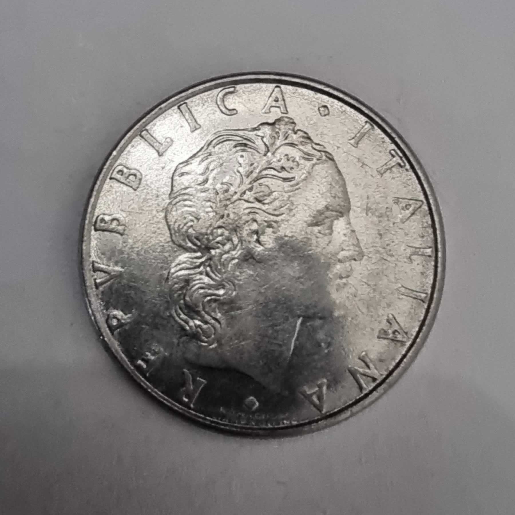 Anverso de 50 Lire, 1984 R, Italia · República