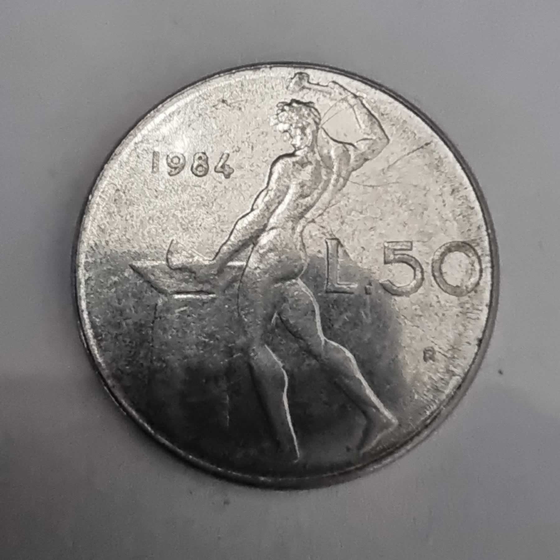 Reverso de 50 Lire, 1984 R, Italia · República