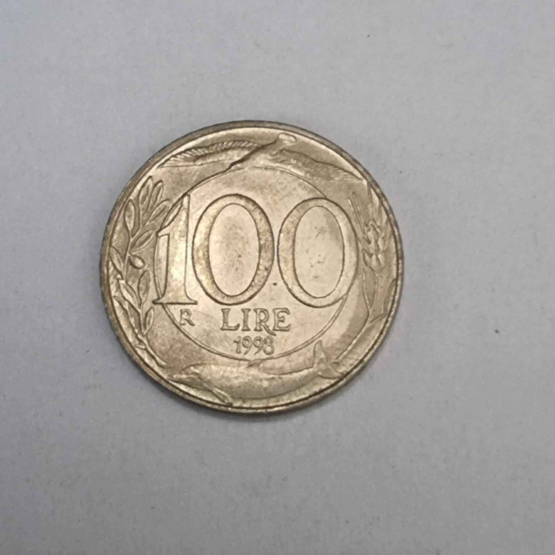 Reverso de 100 Lire, 1998 R, Italia · República