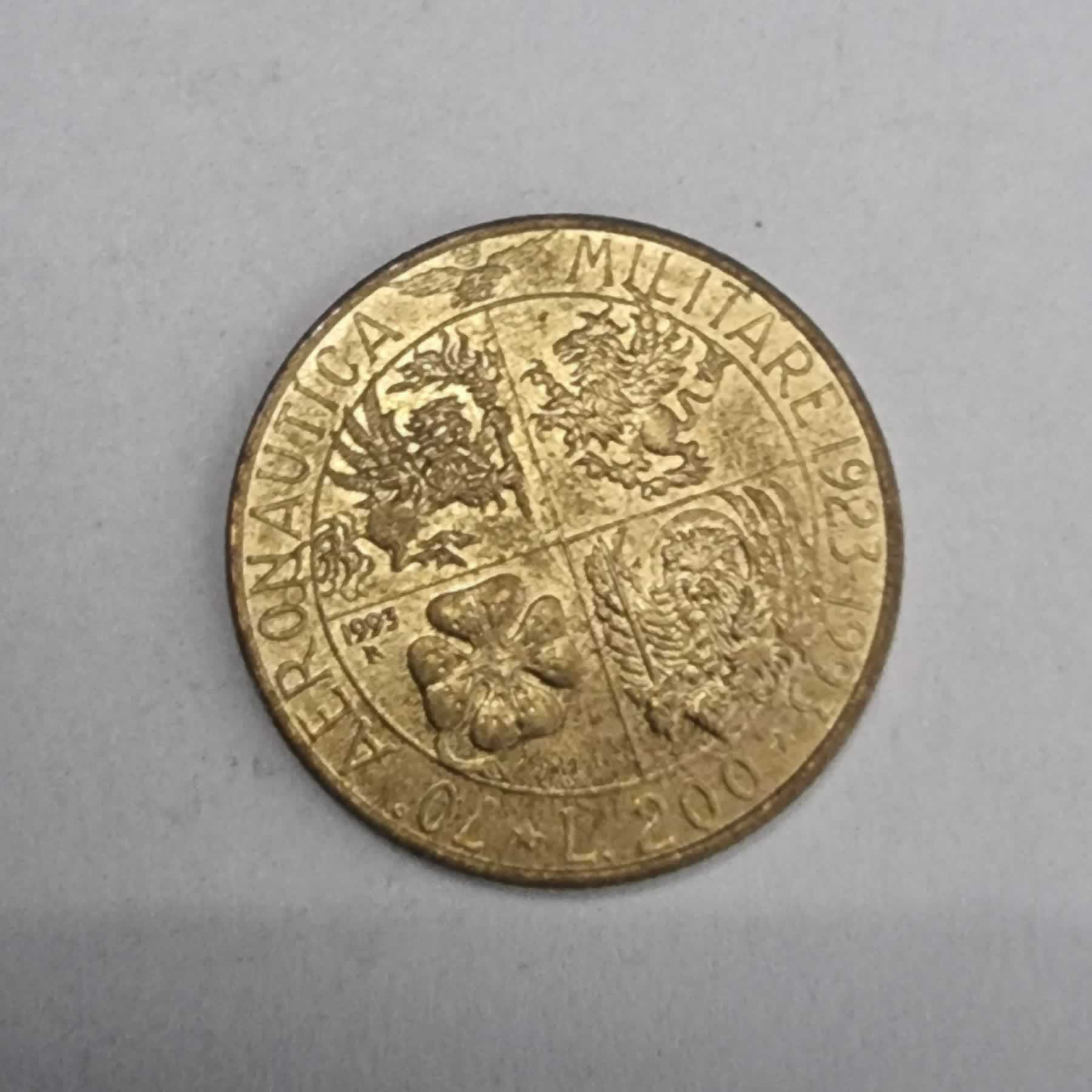 Reverso de 200 Lire, 1993 R, Italia · República