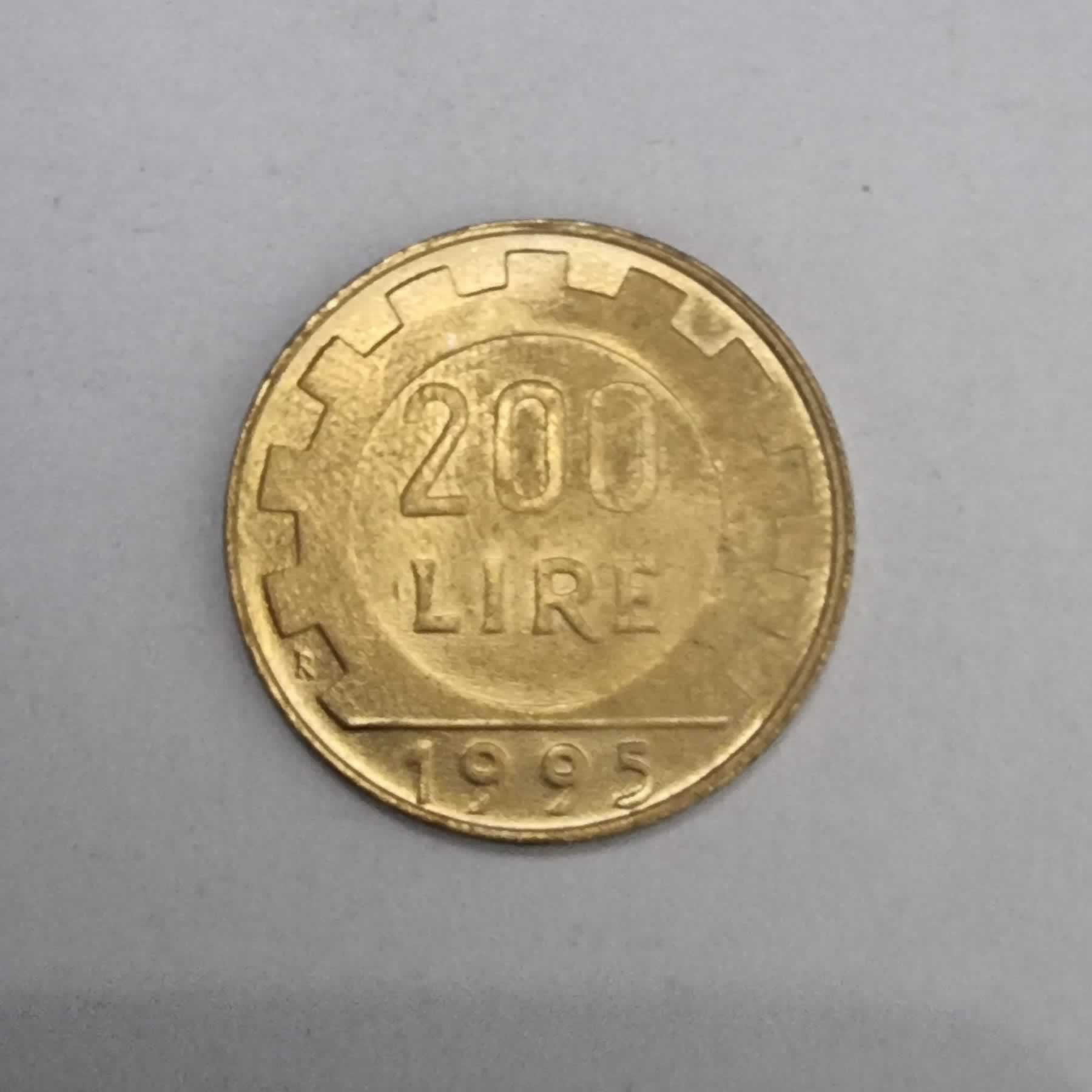 Reverso de 200 Lire, 1995 R, Italia · República