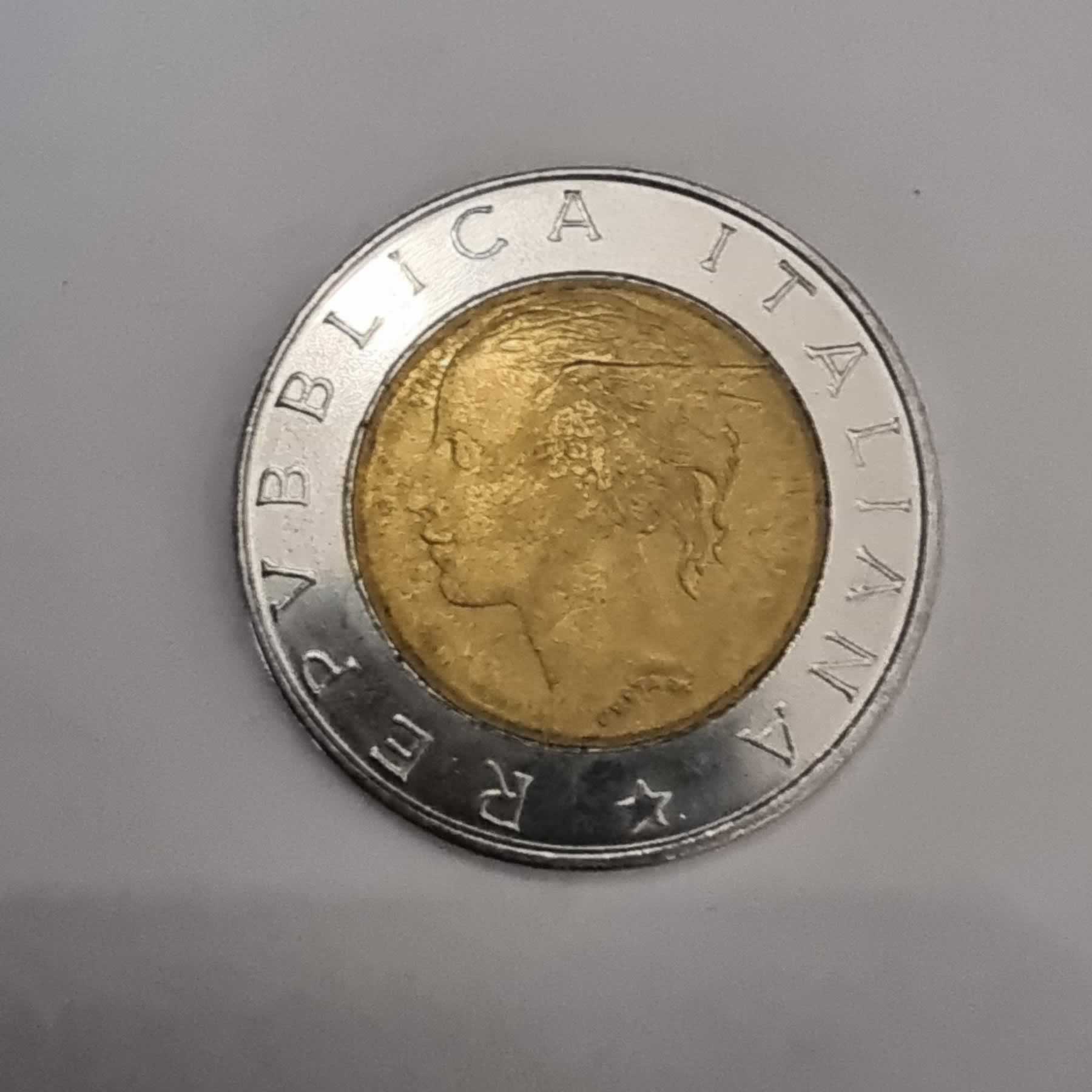 Anverso de 500 Lire, ND-1998 R, Italia · República