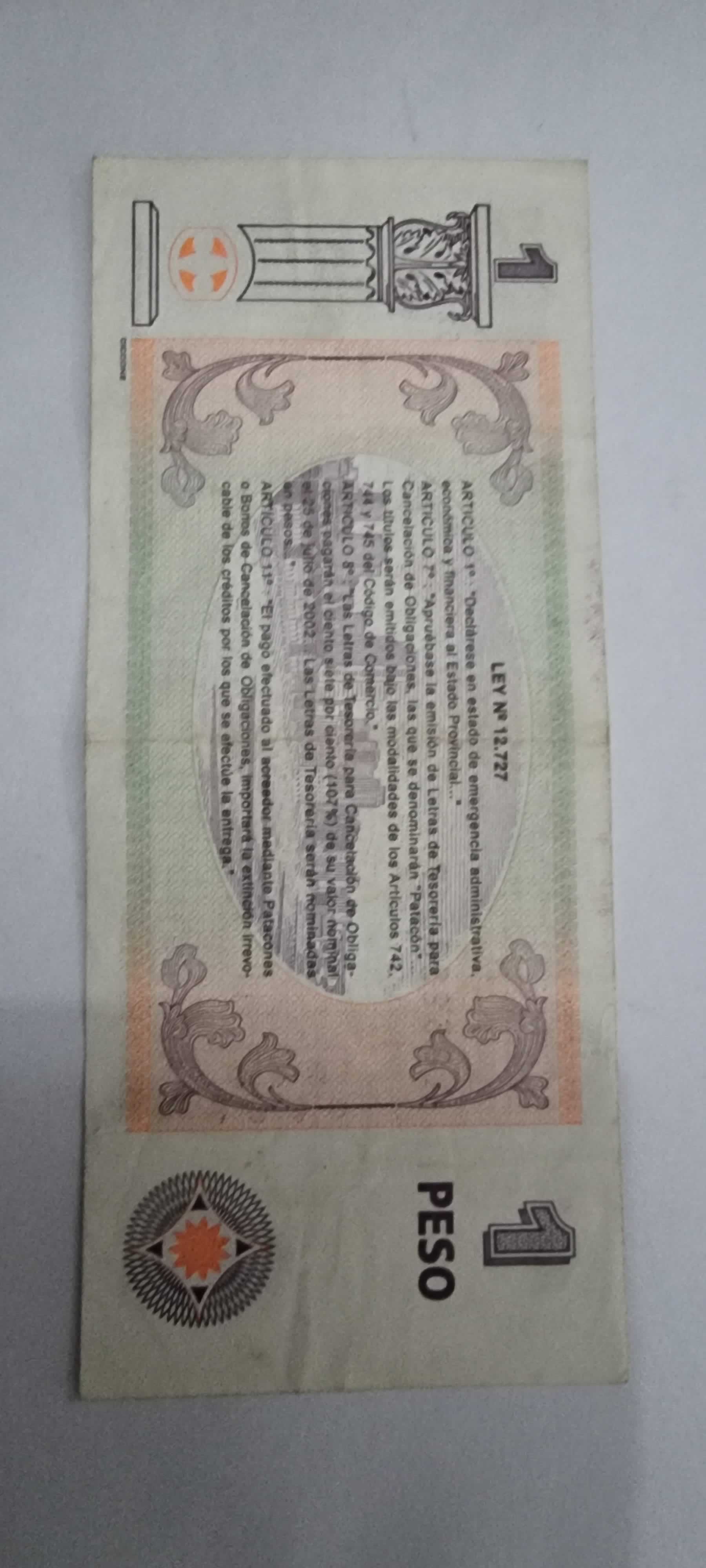 Reverso de 1 Peso, 2001-2002, Argentina