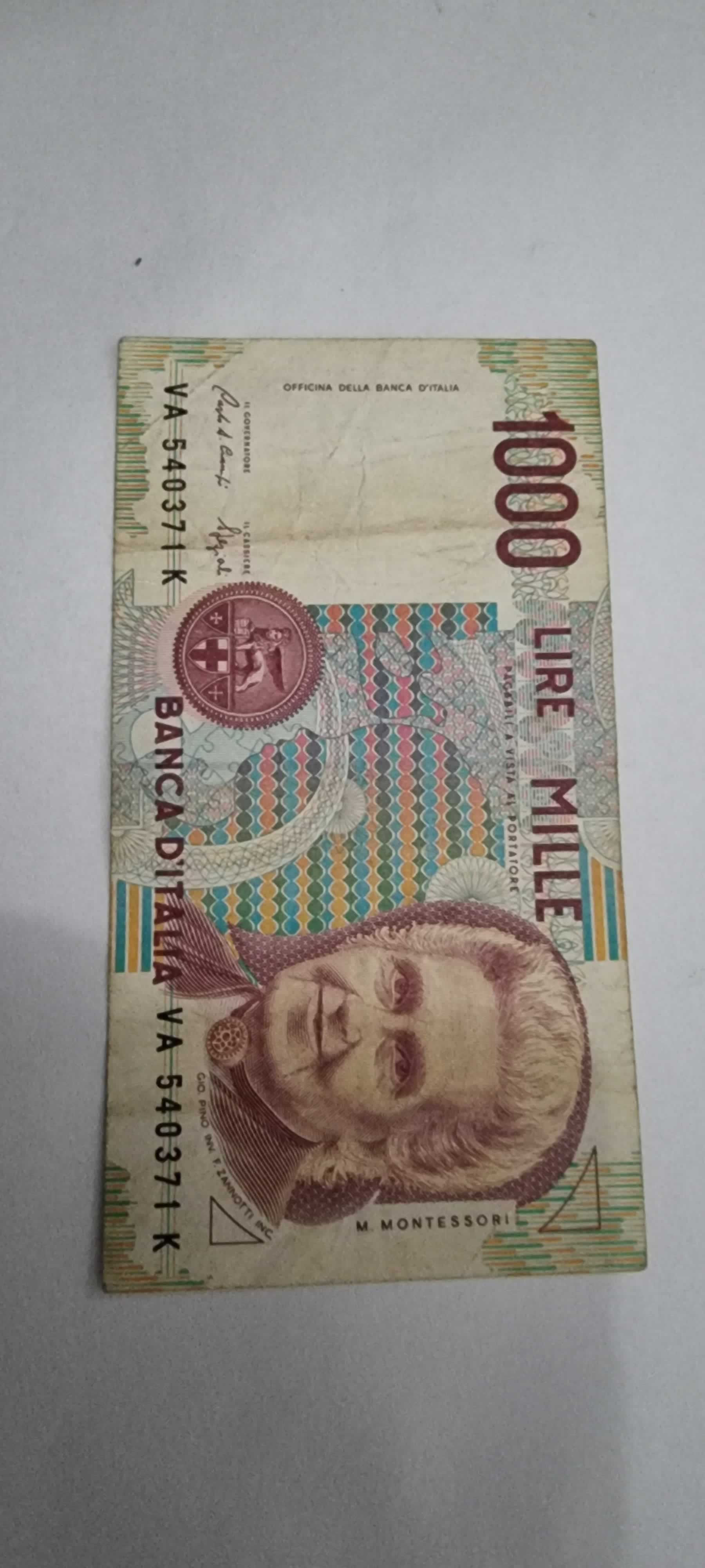 Anverso de 1000 Lire, D. 1990, Italia · República