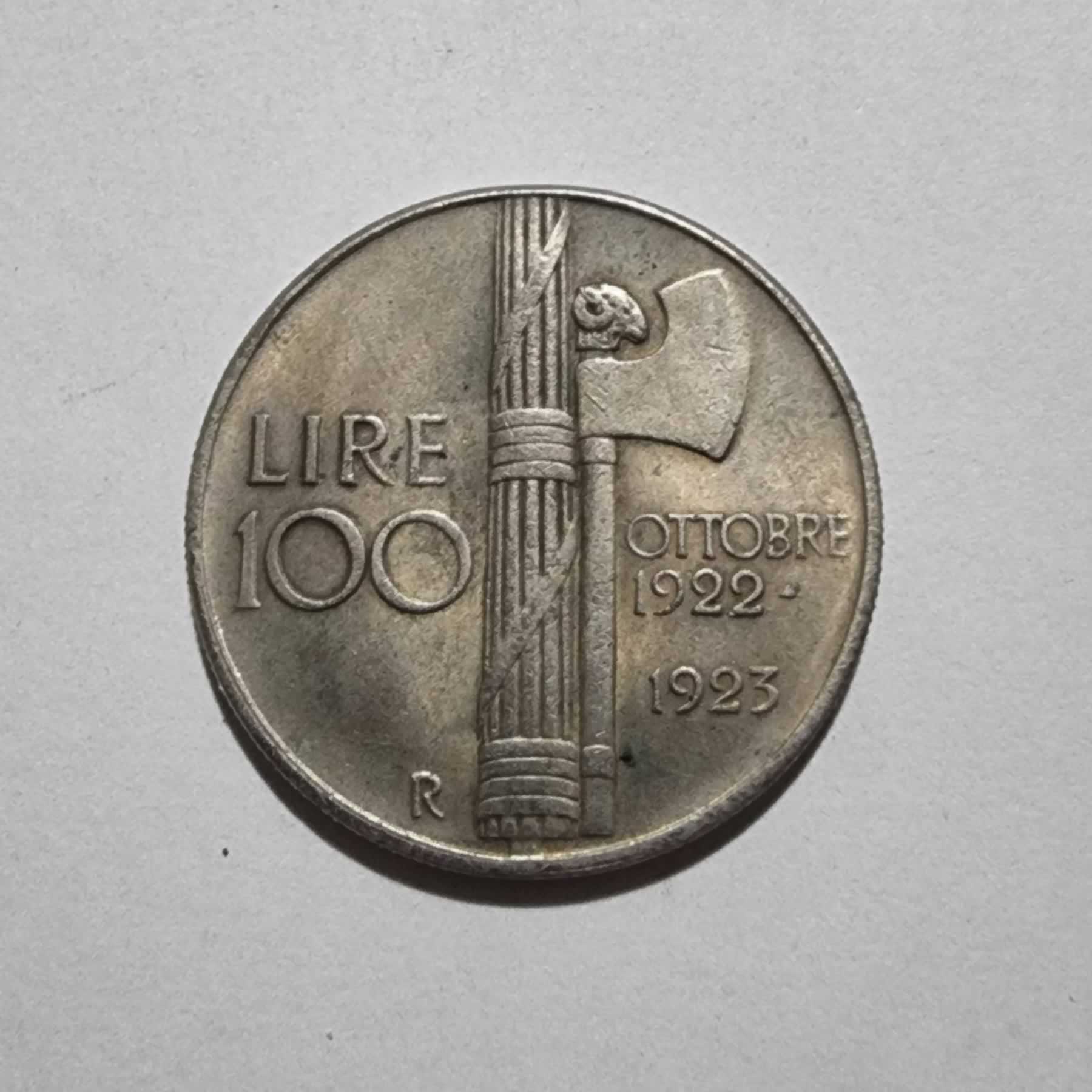 Reverso de 100 Lire, 1923