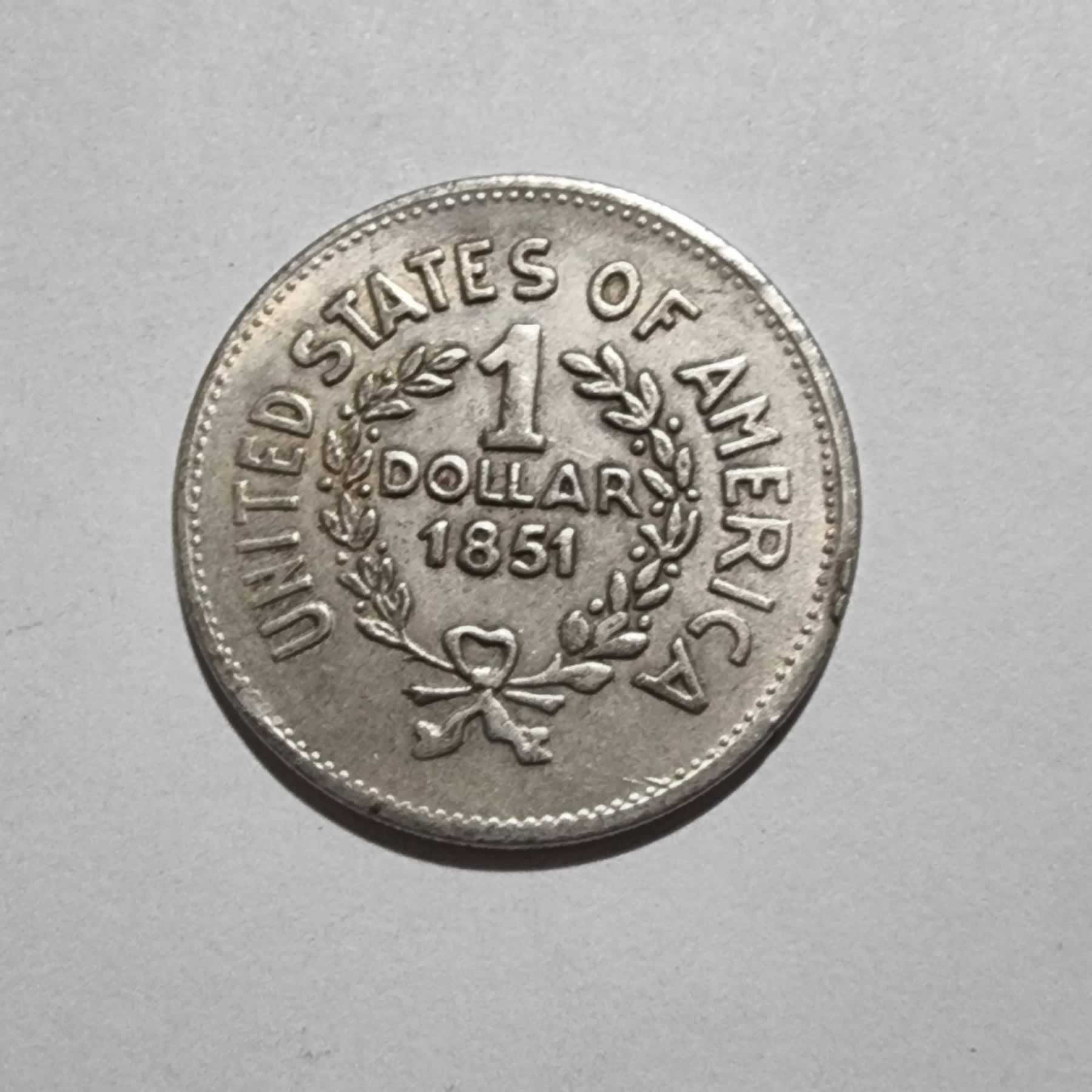Reverso de 1 Dollar, 1851, Estados Unidos