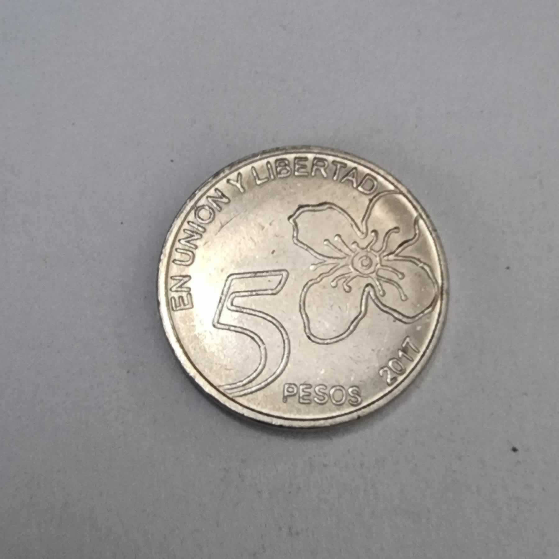 Reverso de 5 Pesos, 2017, Argentina