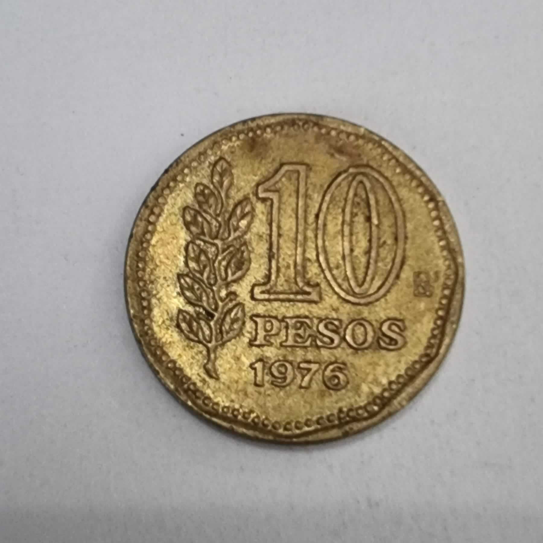 Reverso de 10 Pesos, 1976, Argentina