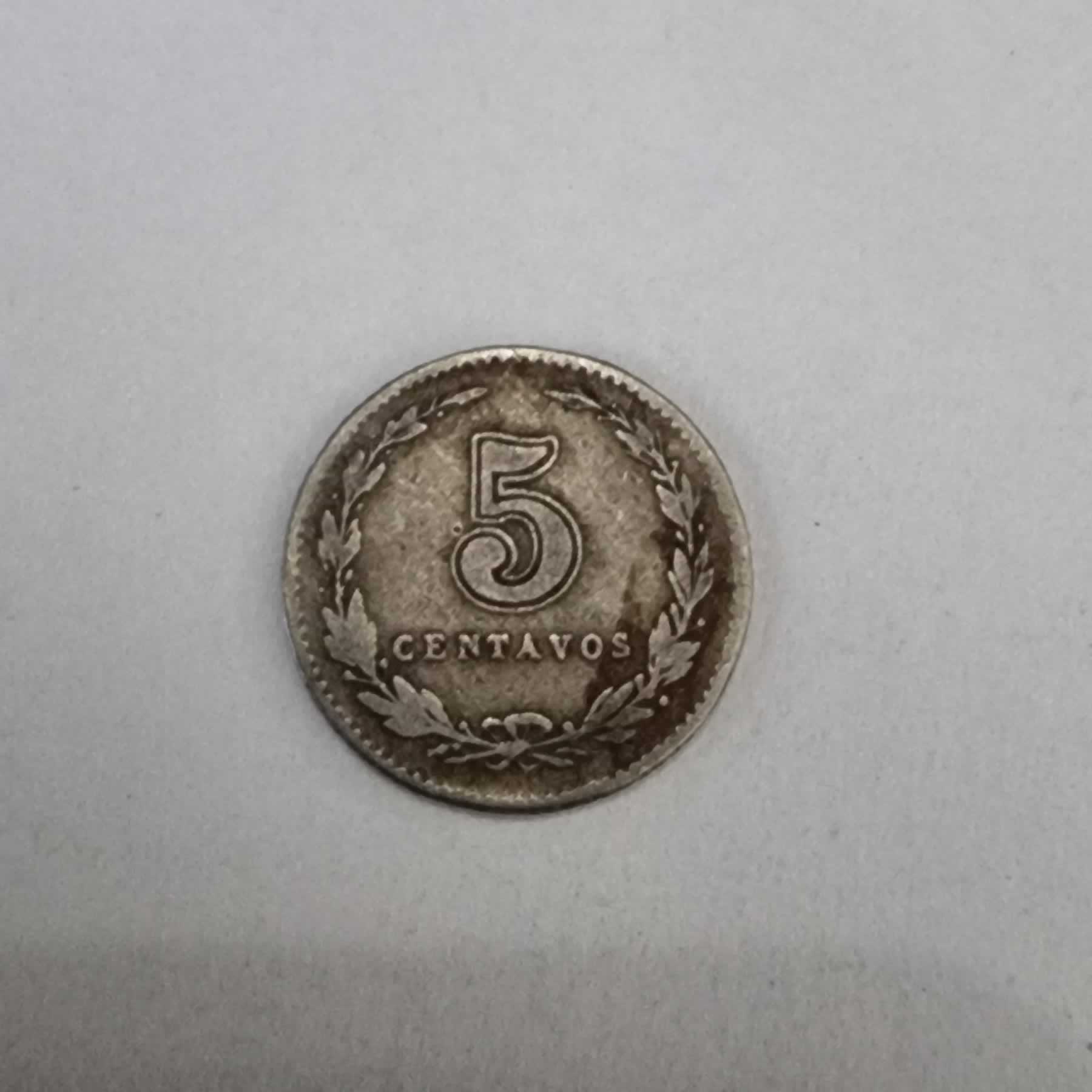 Reverso de 5 Centavos, 1915, Argentina