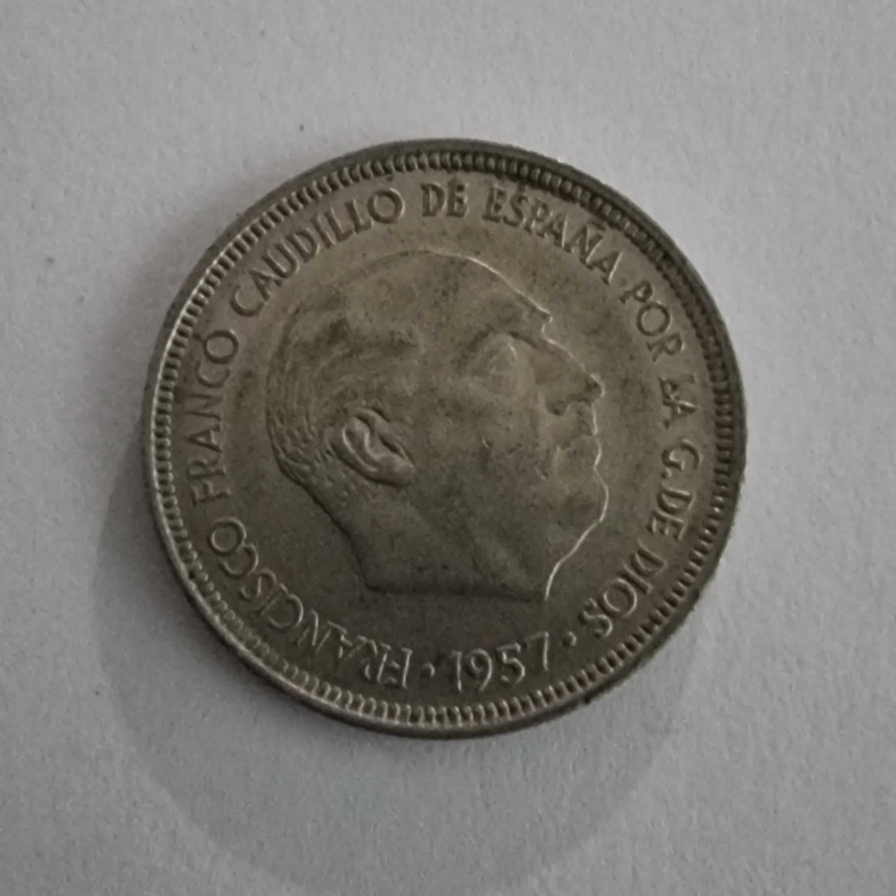 Anverso de 5 Pesetas, 1957 (No identificado)