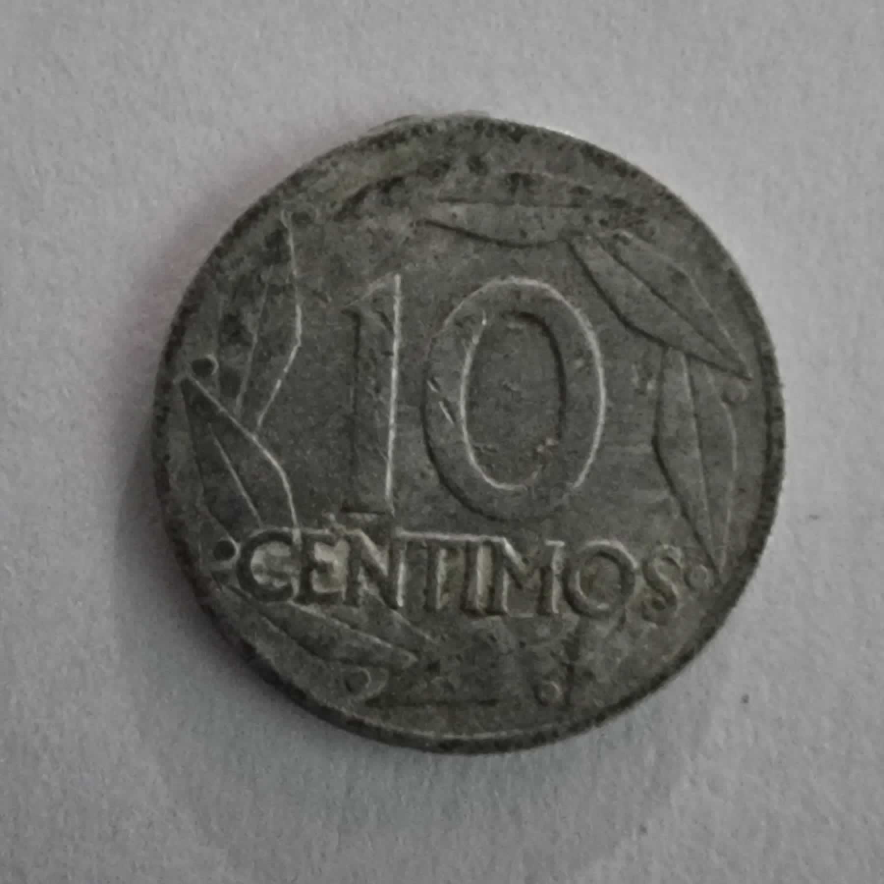 Reverso de 10 Céntimos, 1959, España · Imperio