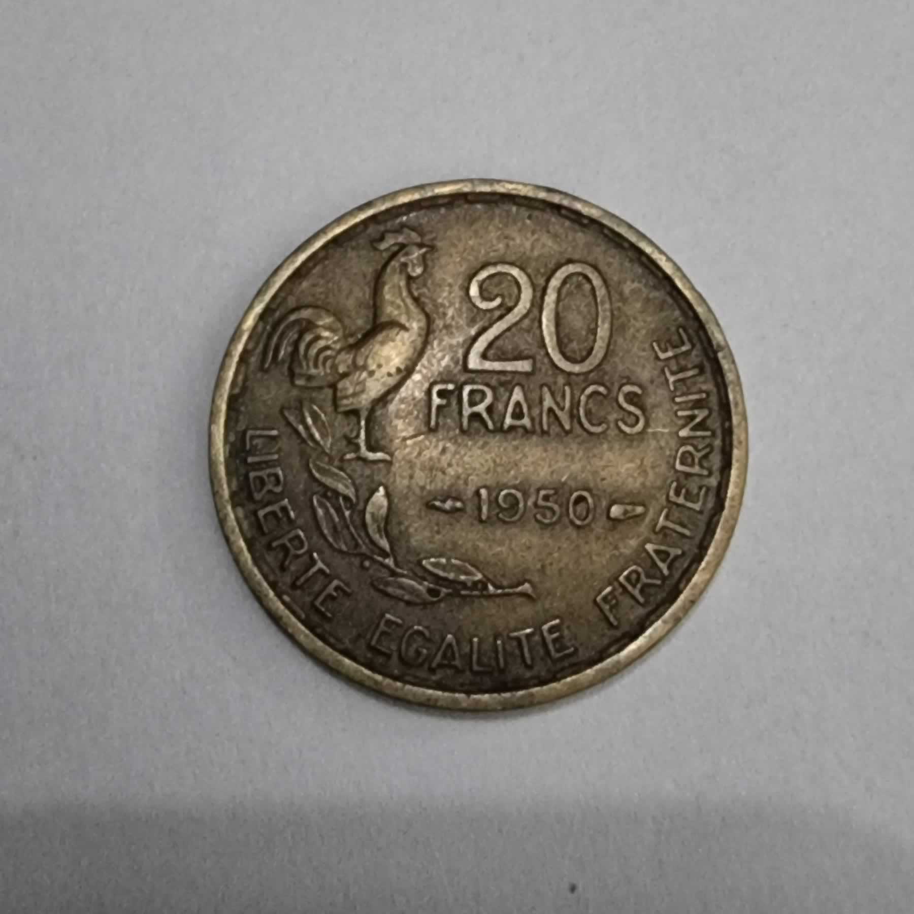 Reverso de 20 Francs, 1950