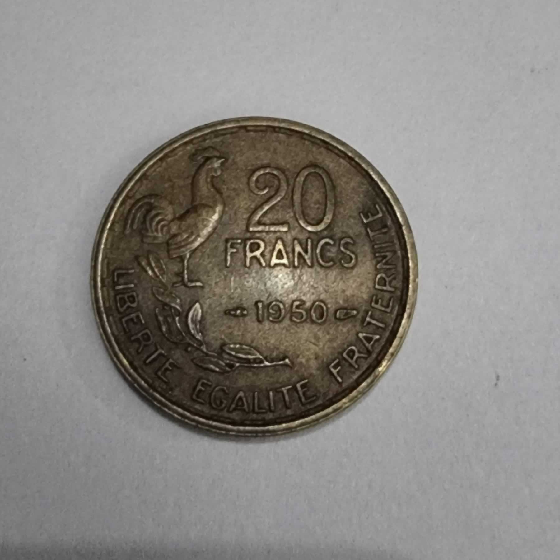 Reverso de 20 Francs, 1950