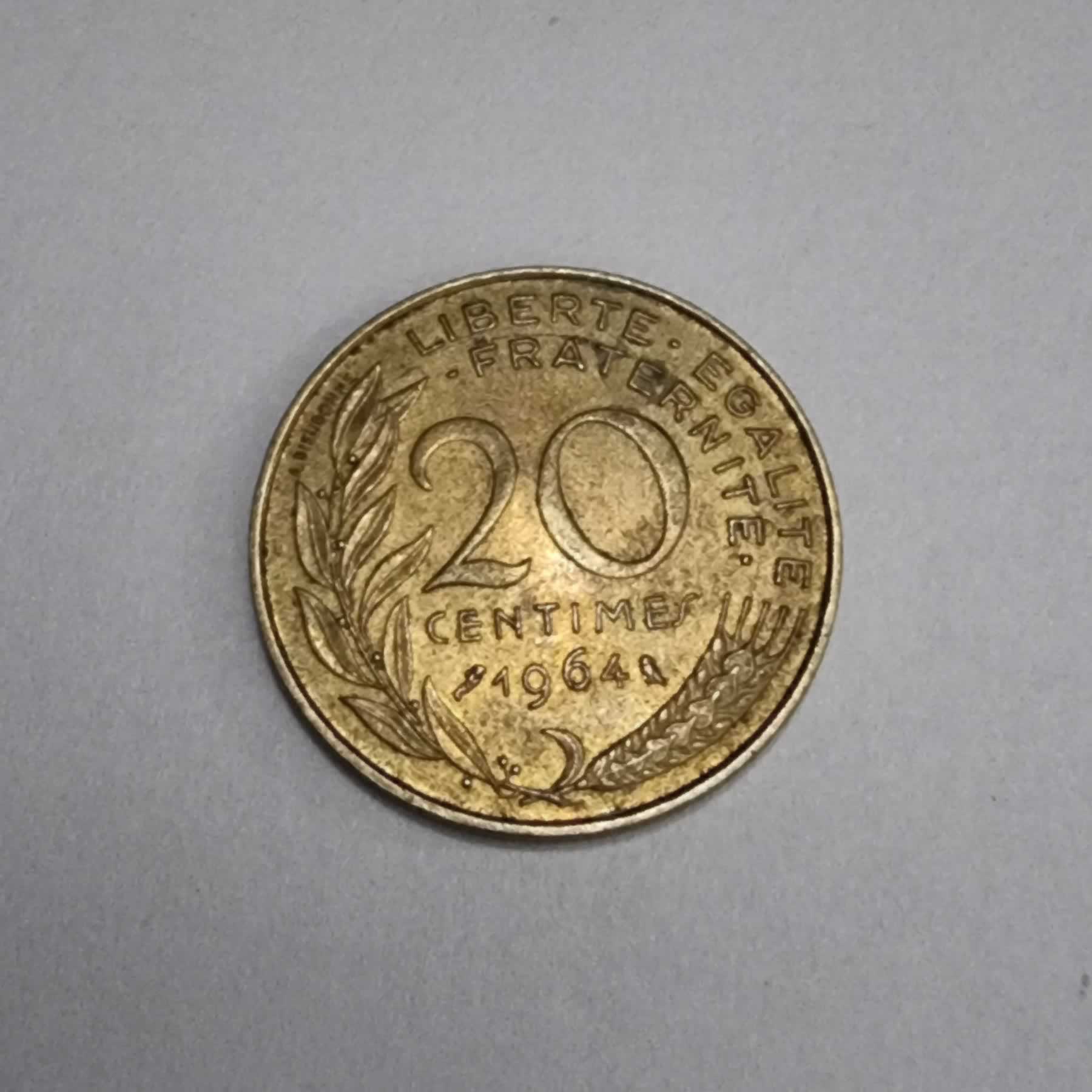 Reverso de 20 Centimes, 1964