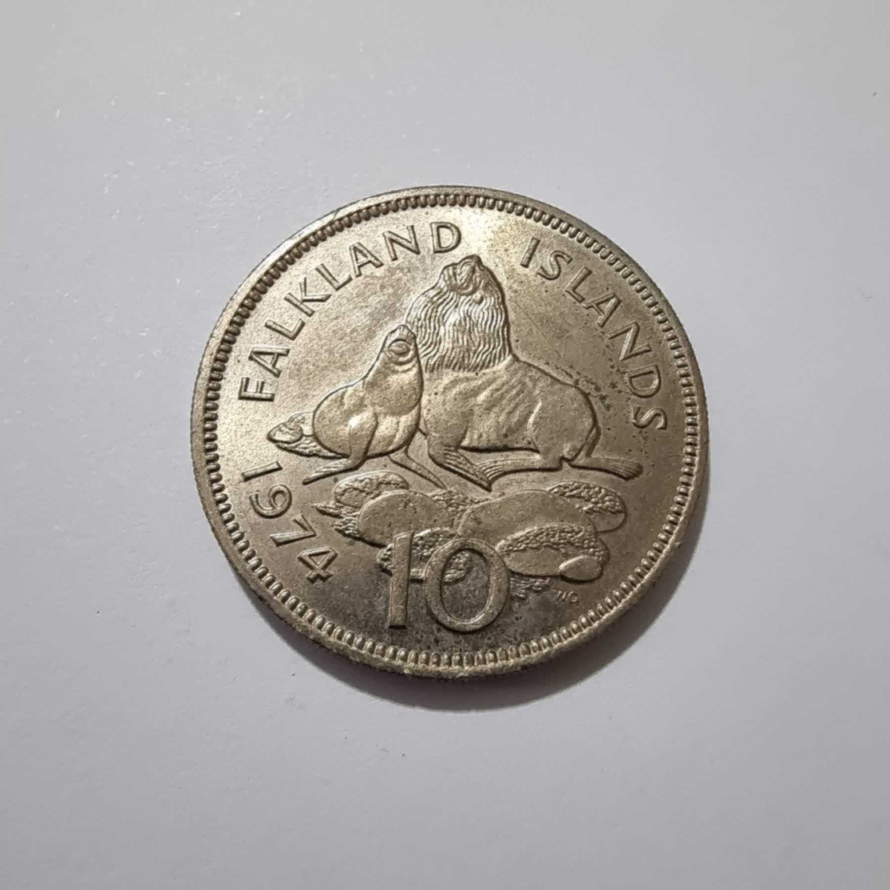 Reverso de 10 Pence, 1974