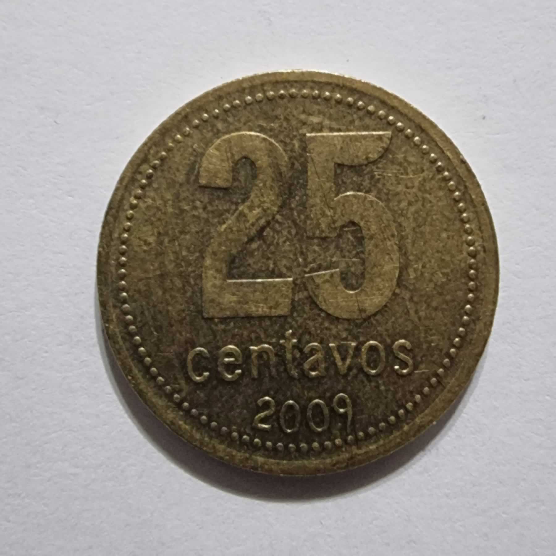 Reverso de 25 Centavos, 2009, Argentina