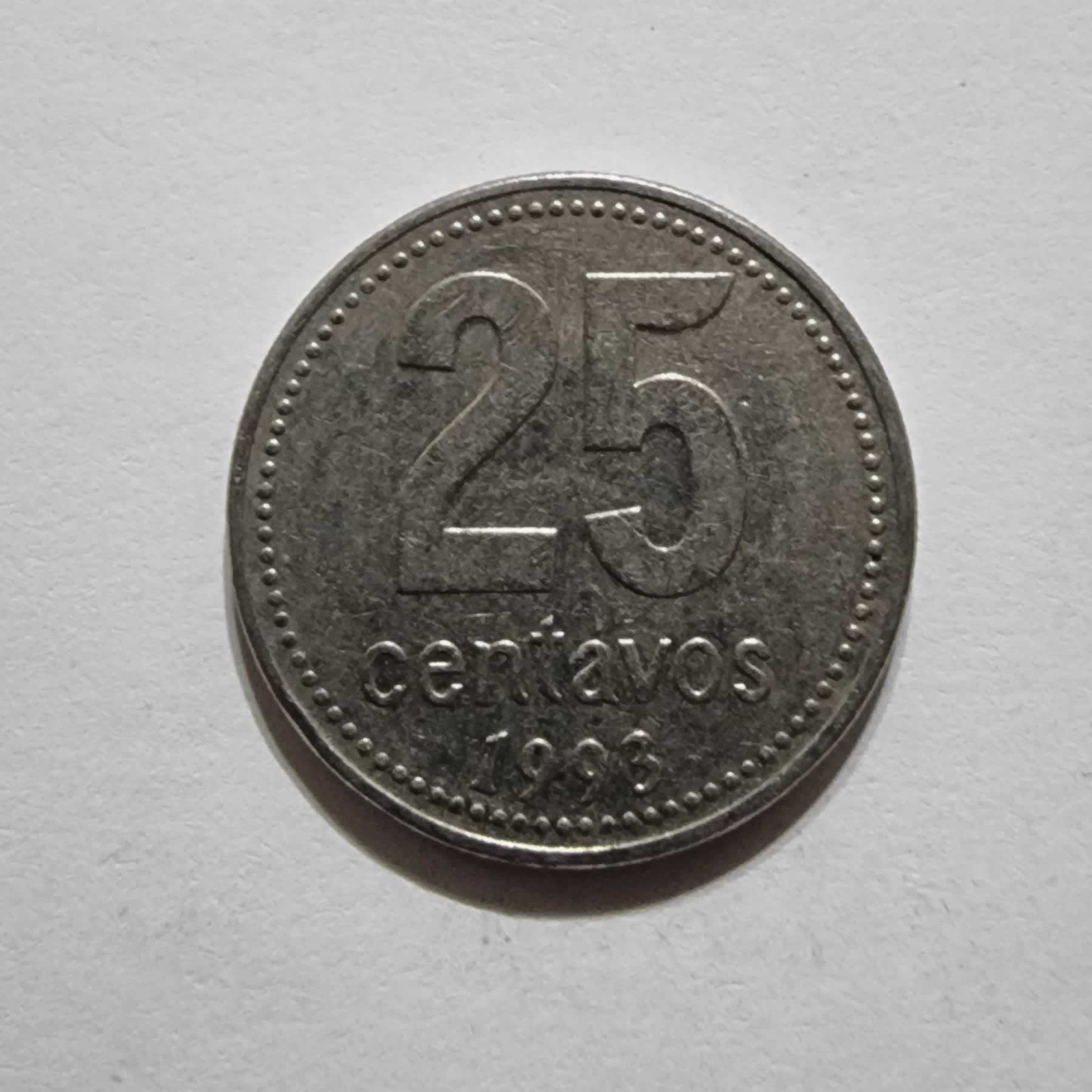 Reverso de 25 Centavos, 1993, Argentina