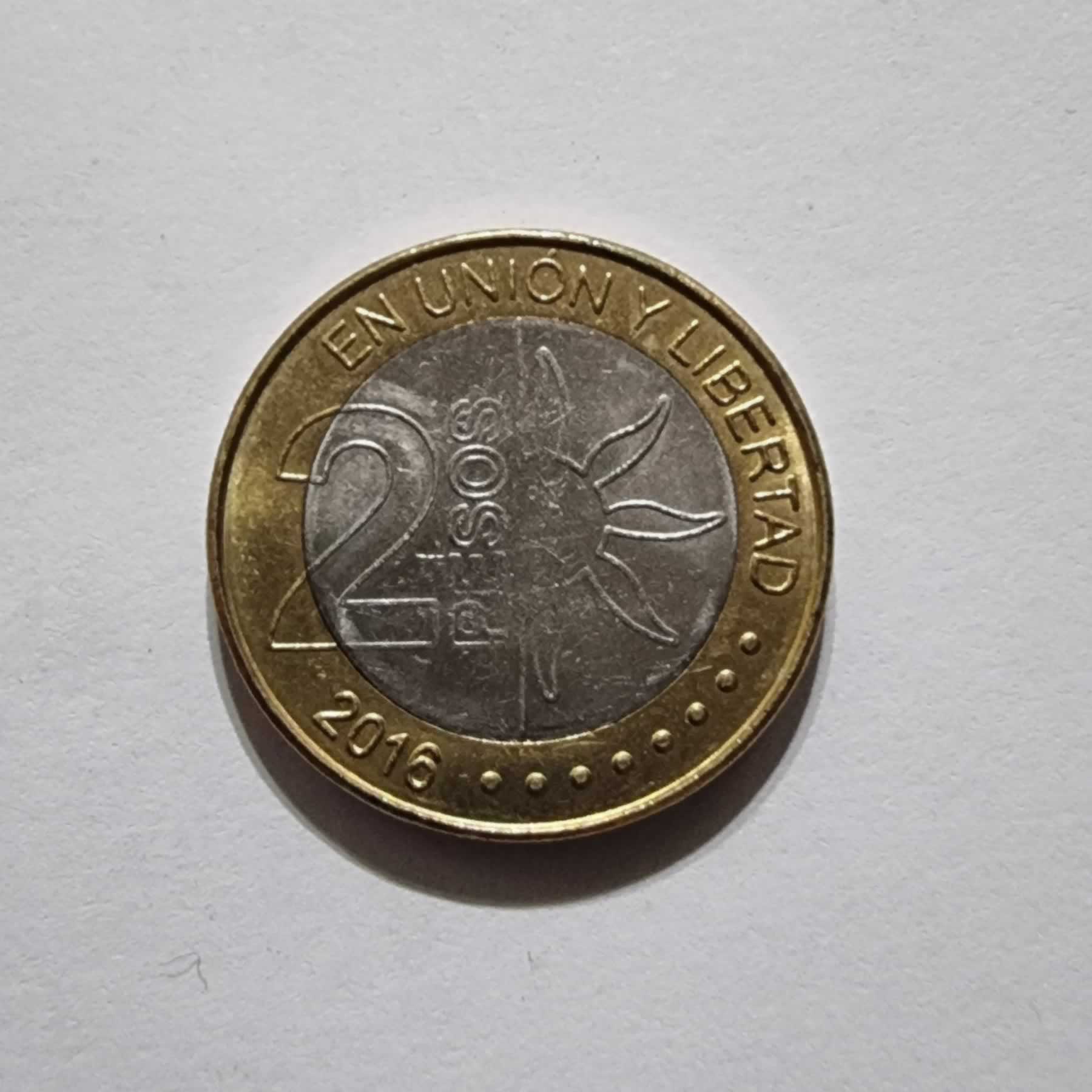 Reverso de 2 Pesos, 2016, Argentina