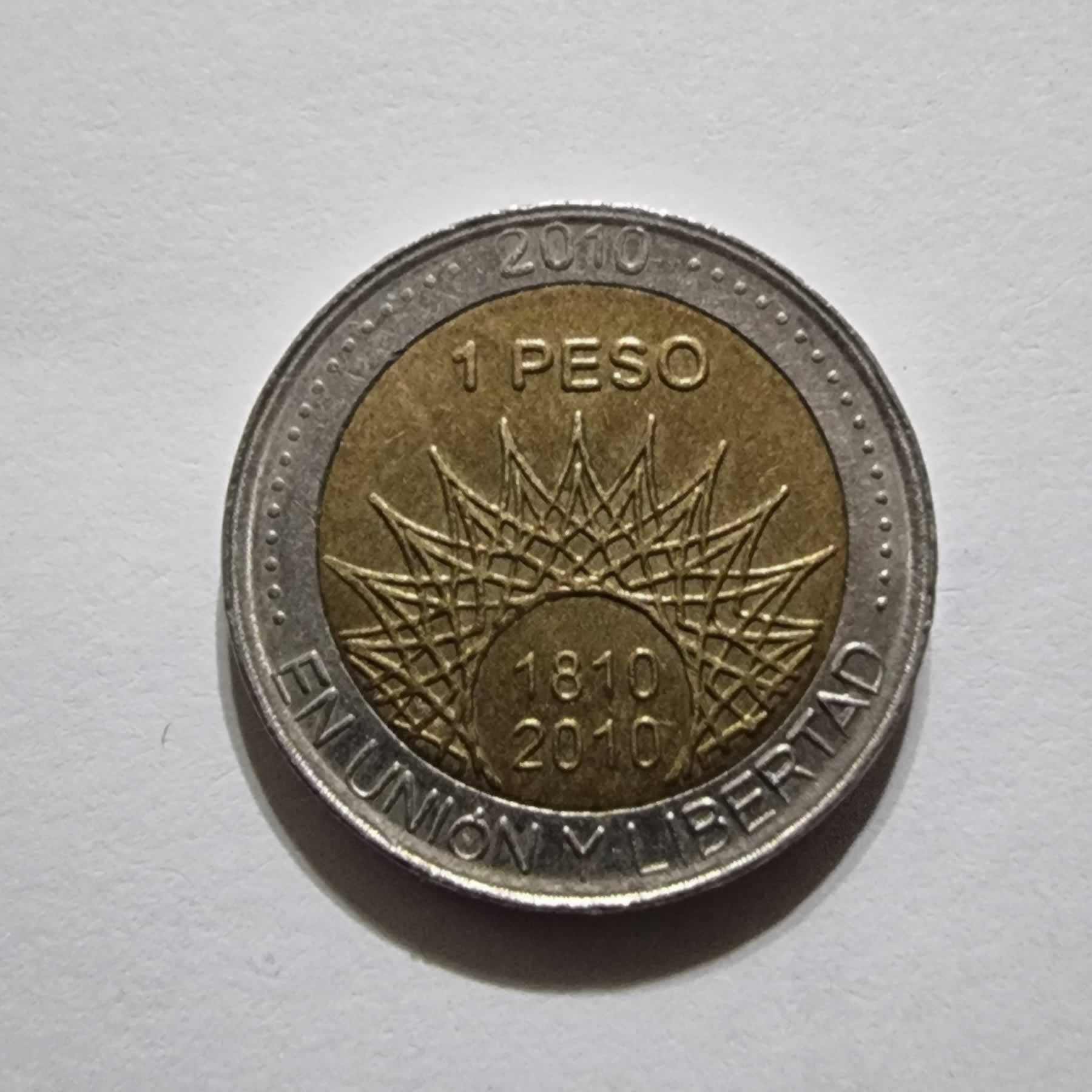Reverso de 1 Peso, 2010, Argentina