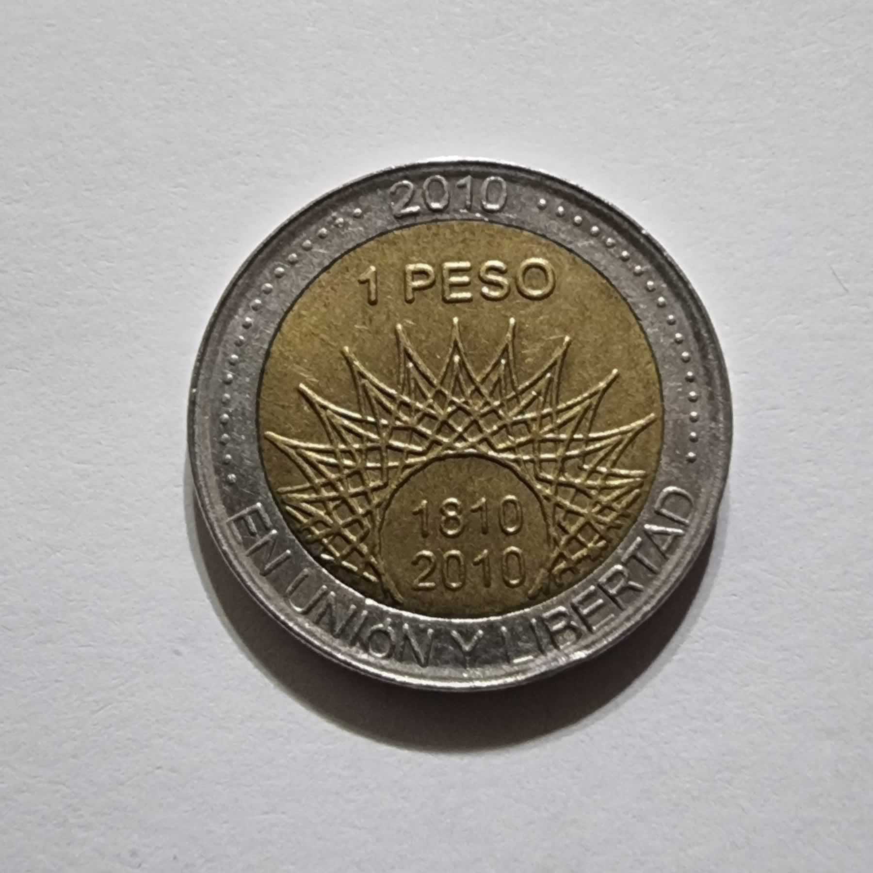 Reverso de 1 Peso, 2010, Argentina