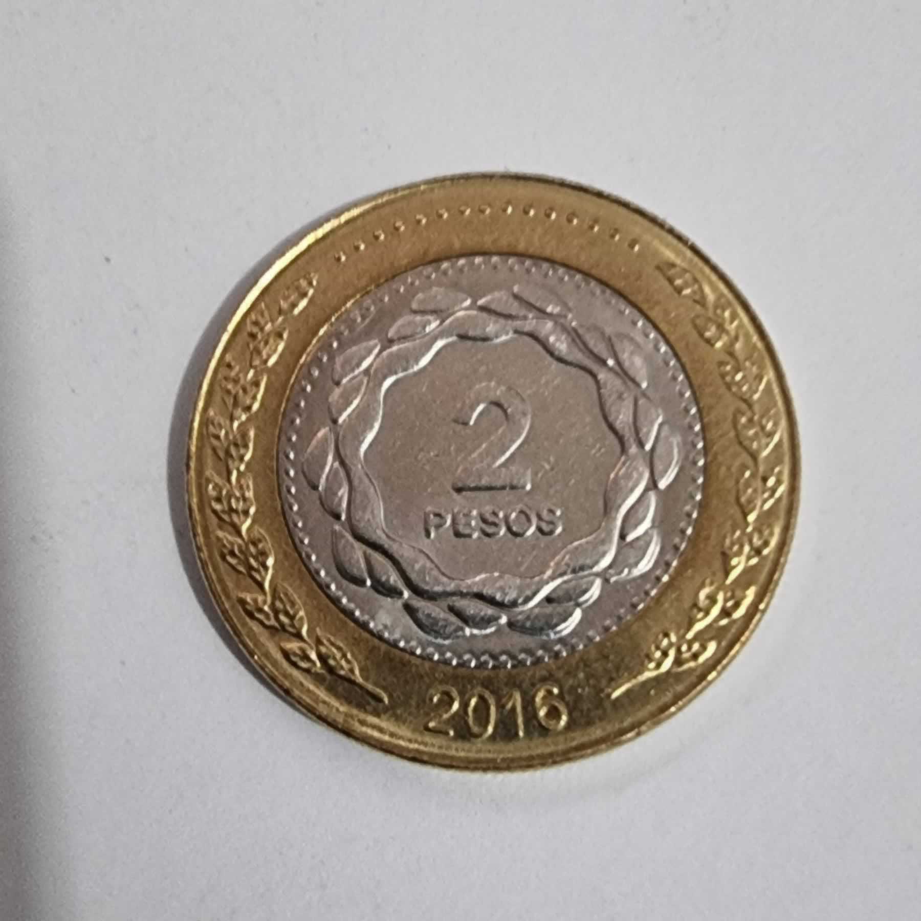 Reverso de 2 Pesos, 2016, Argentina