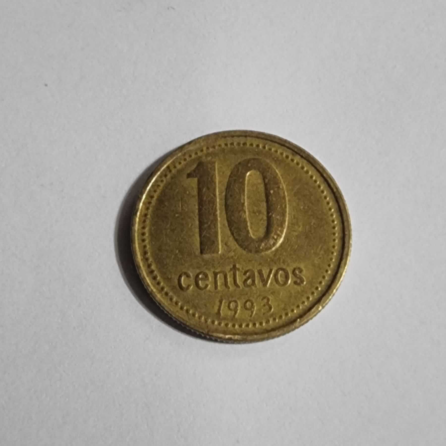 Reverso de 10 Centavos, 1993, Argentina