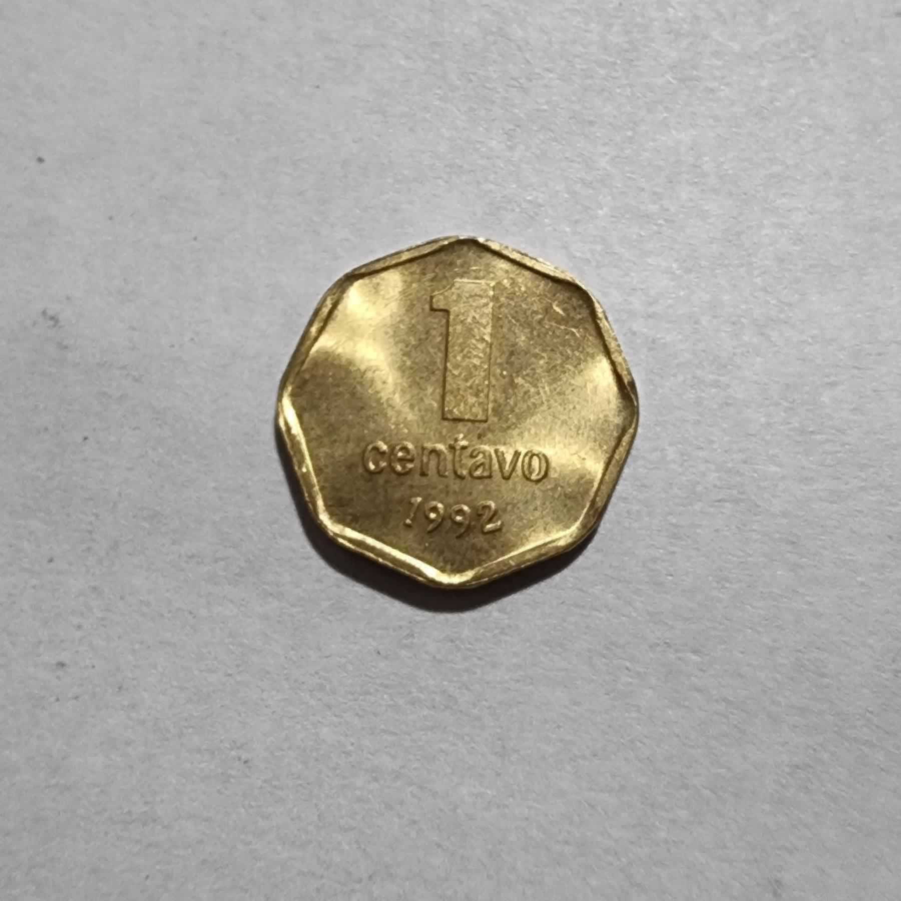 Reverso de 1 Centavo, 1992, Argentina
