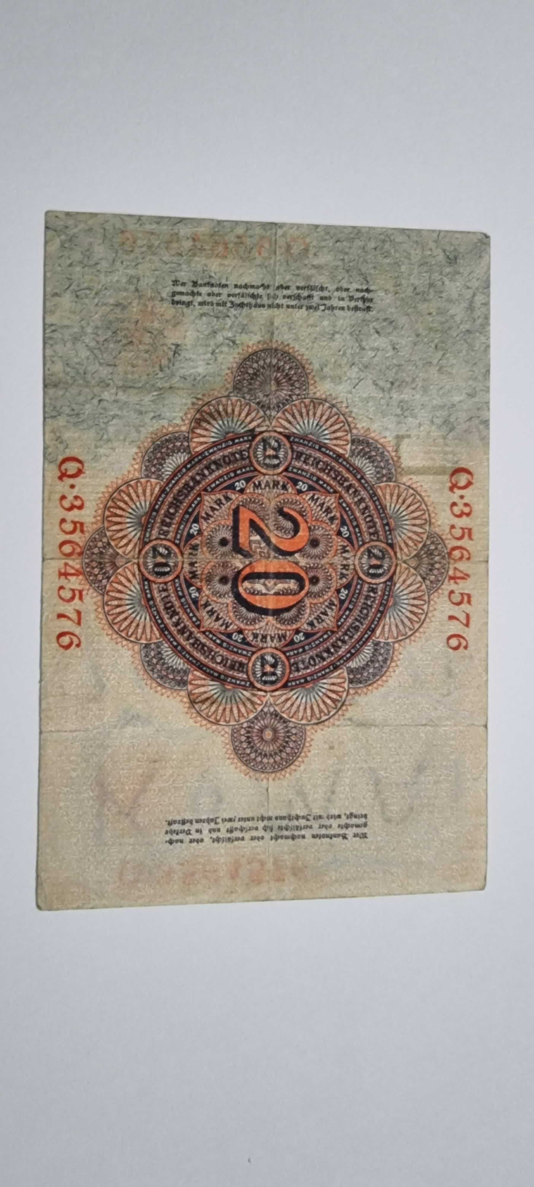 Reverso de 20 Mark, 1914