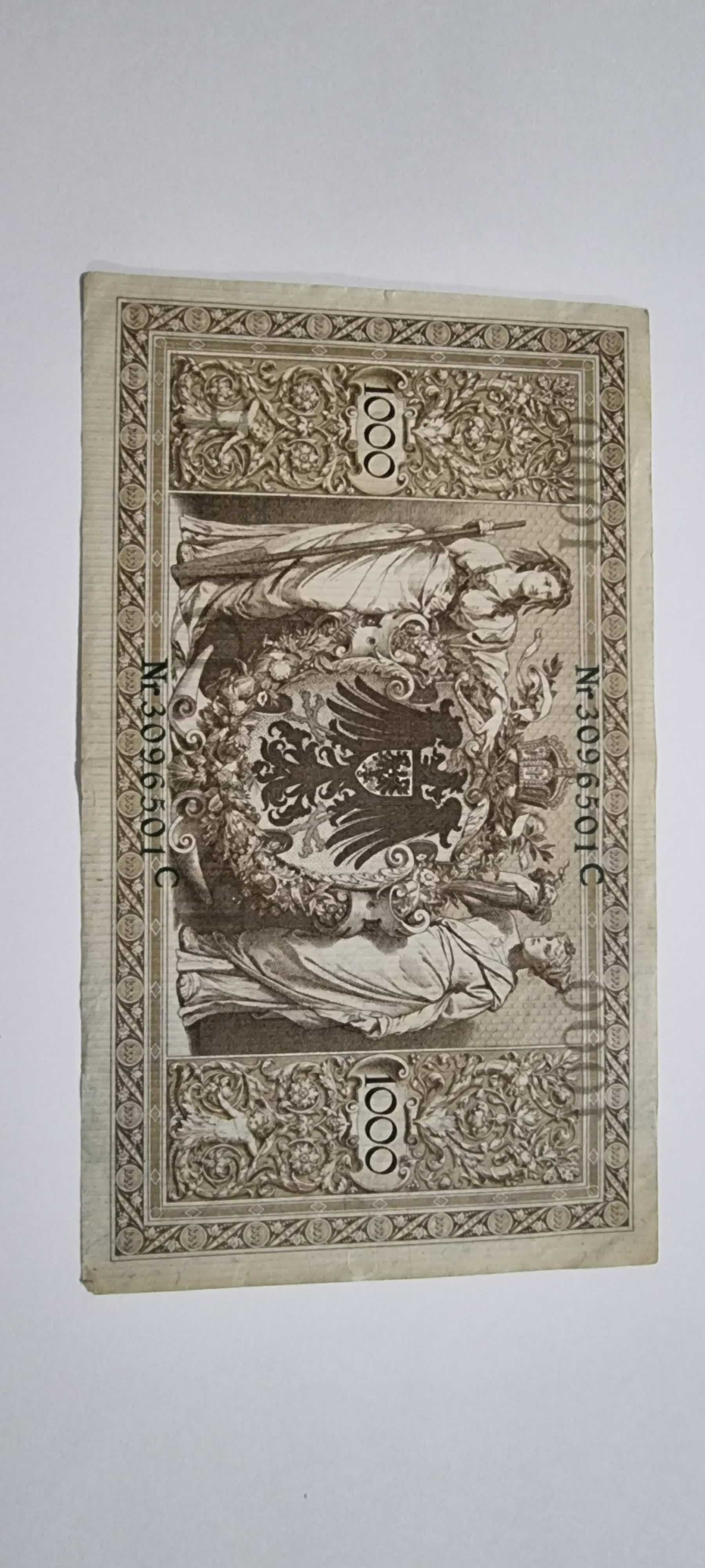 Reverso de 1000 Mark, 1910, Alemania · Imperio