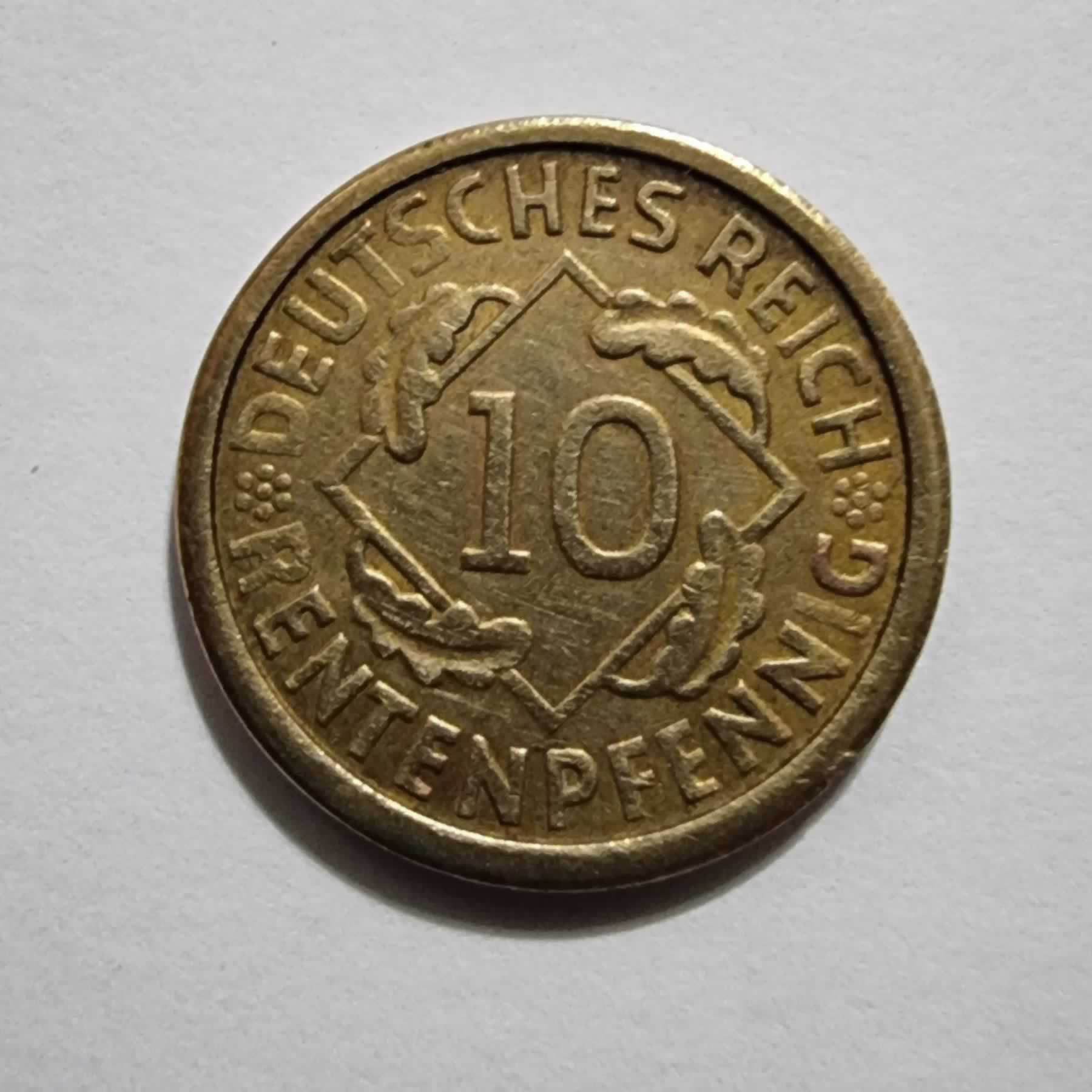 Reverso de 10 Rentenpfennig, 1924