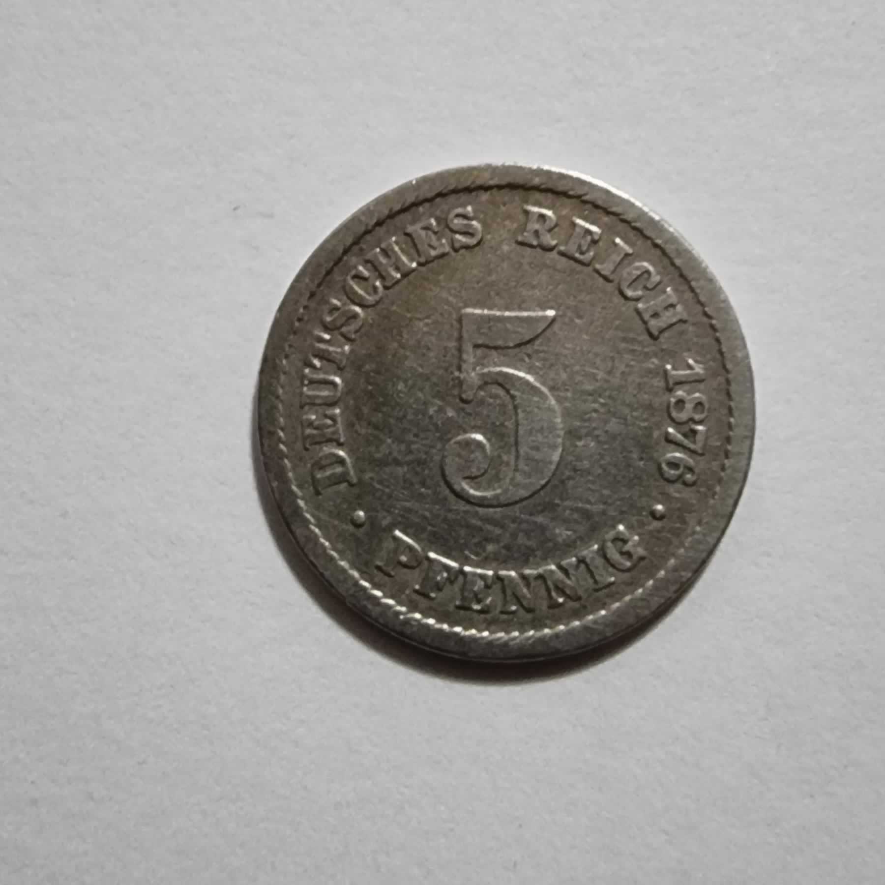 Reverso de 5 Pfennig, 1876 B