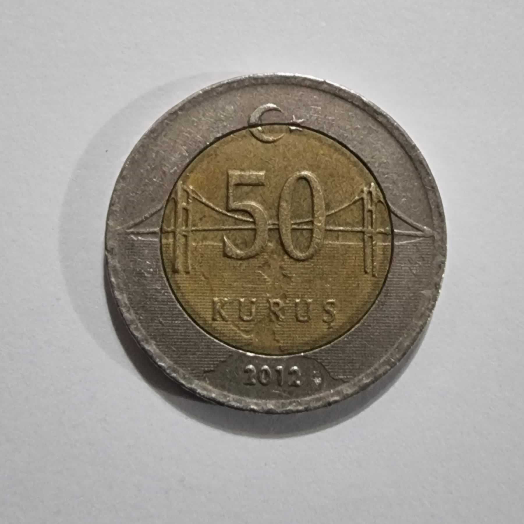 Reverso de 50 Kurus, 2012, Turquía