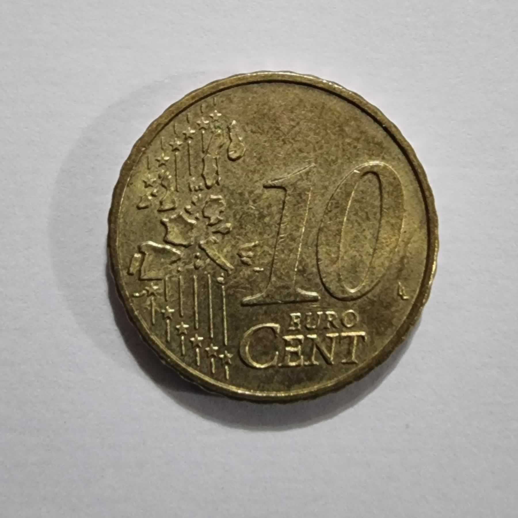 Reverso de 10 Cents, 2002 F, Alemania · Rep. Federal