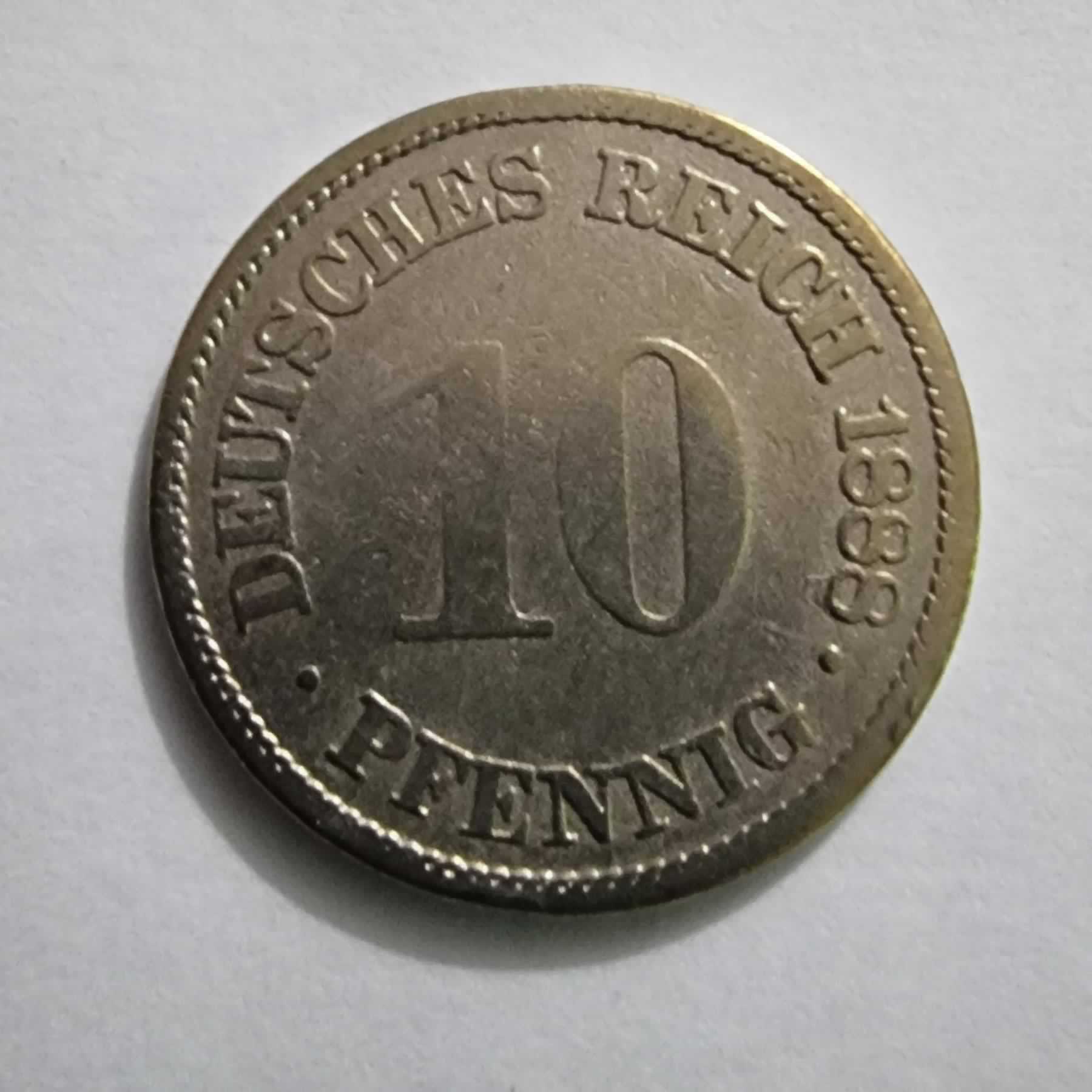 Reverso de 10 Pfennig, 1888 A