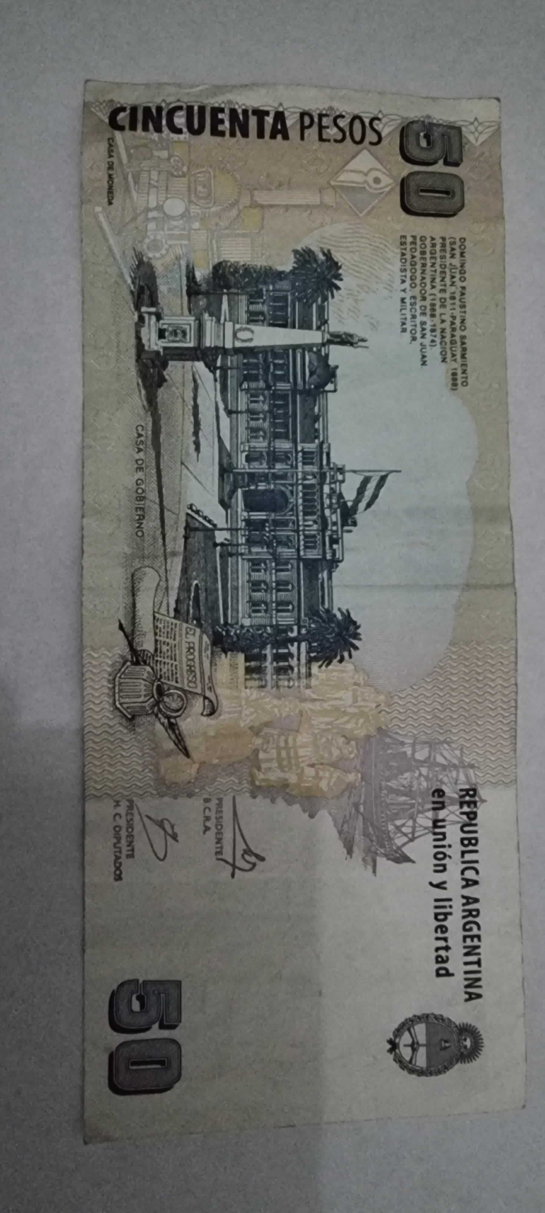 Reverso de 50 Pesos, ND (2003-2013), Argentina