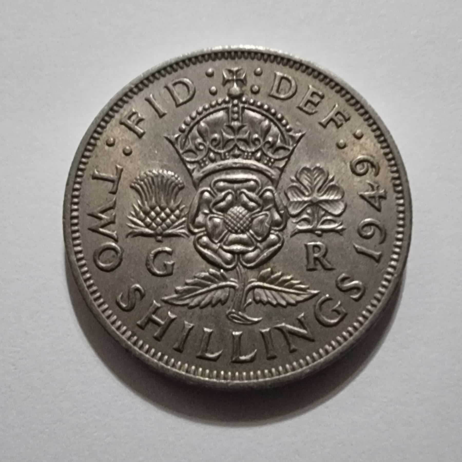 Reverso de 1 Florin (Two Shillings), 1949