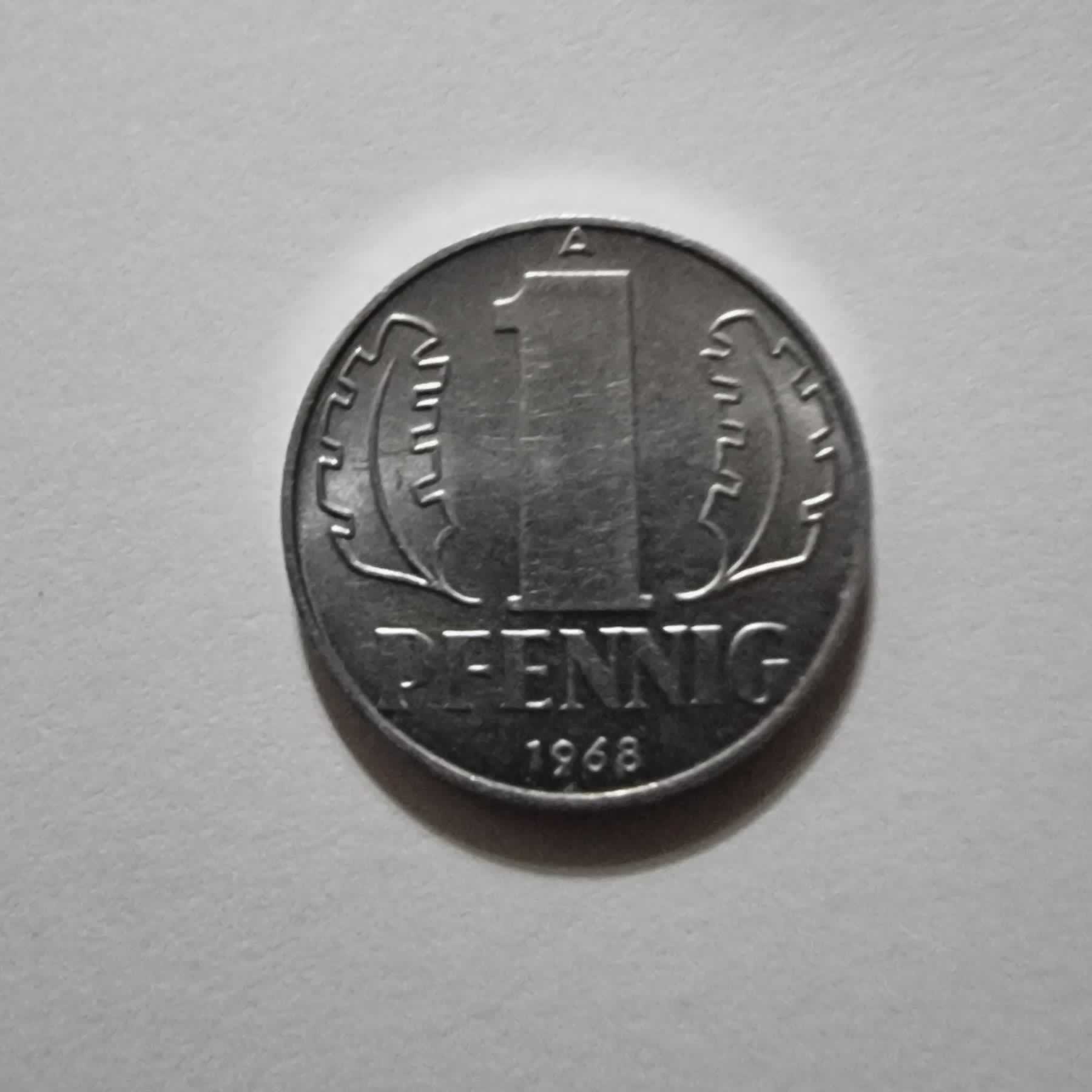 Reverso de 1 Pfennig, 1968 A