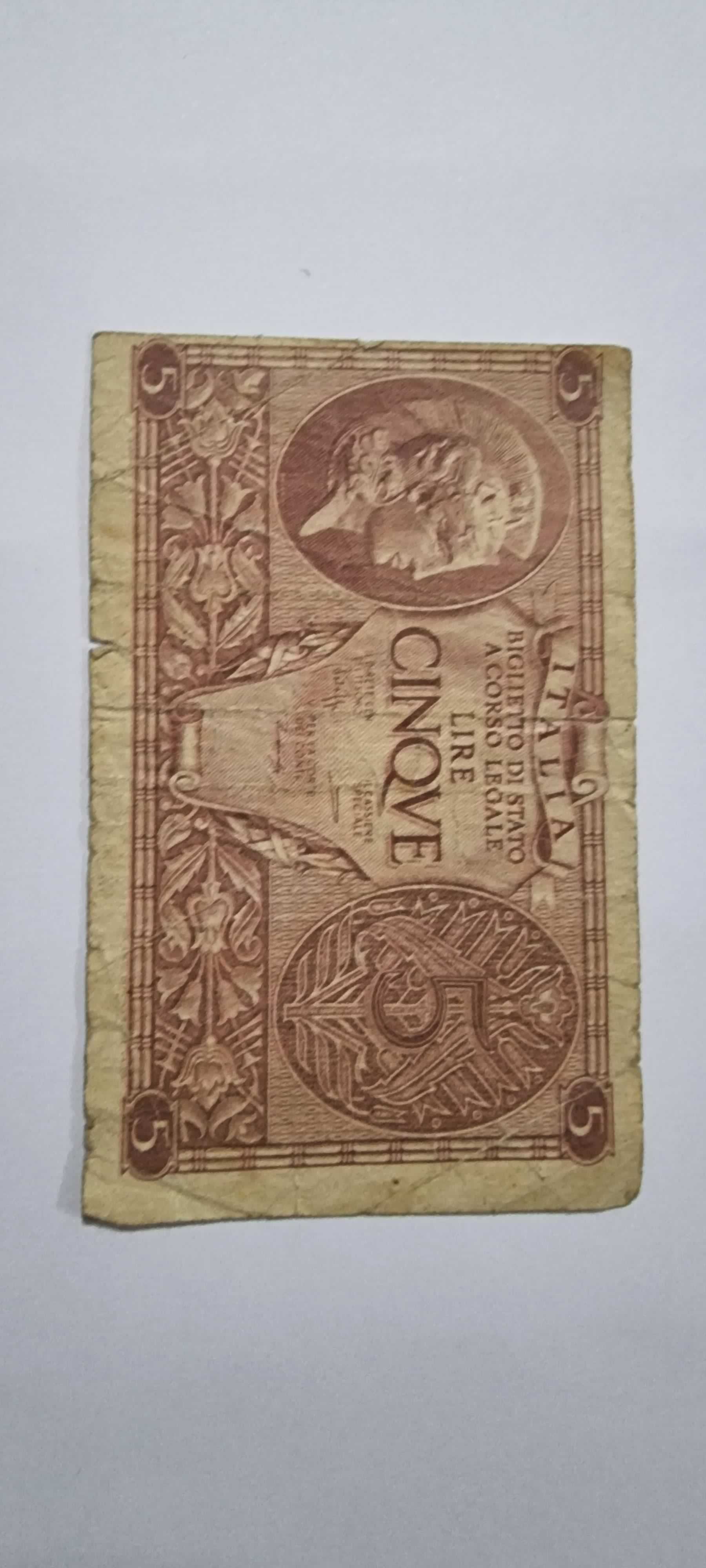 Anverso de 5 Lire, 23.11.1944