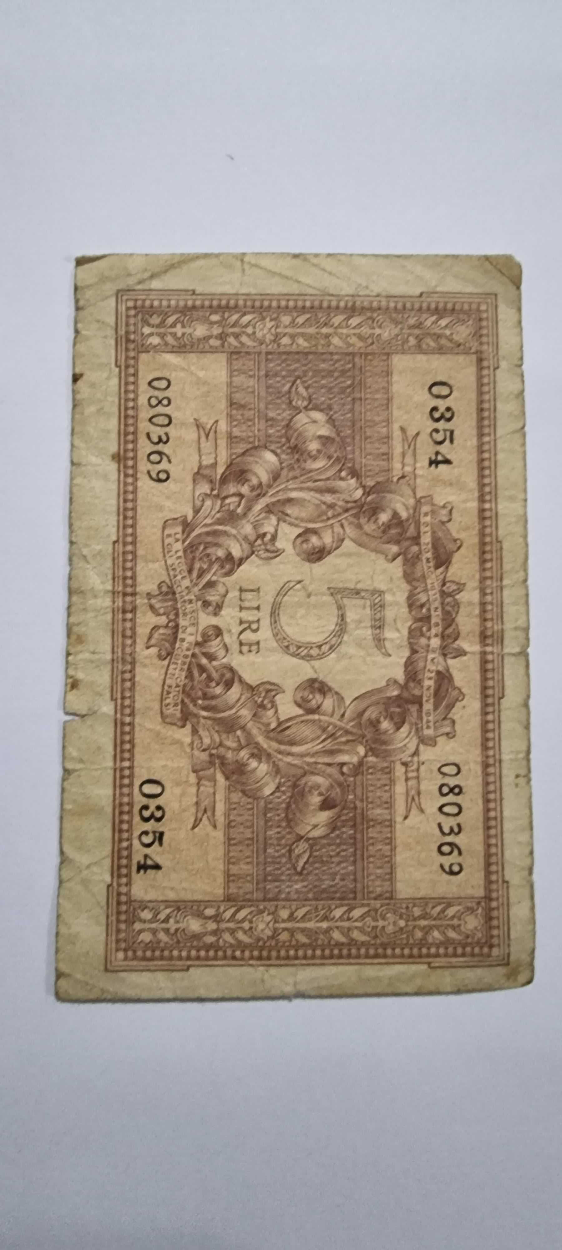 Reverso de 5 Lire, 23.11.1944