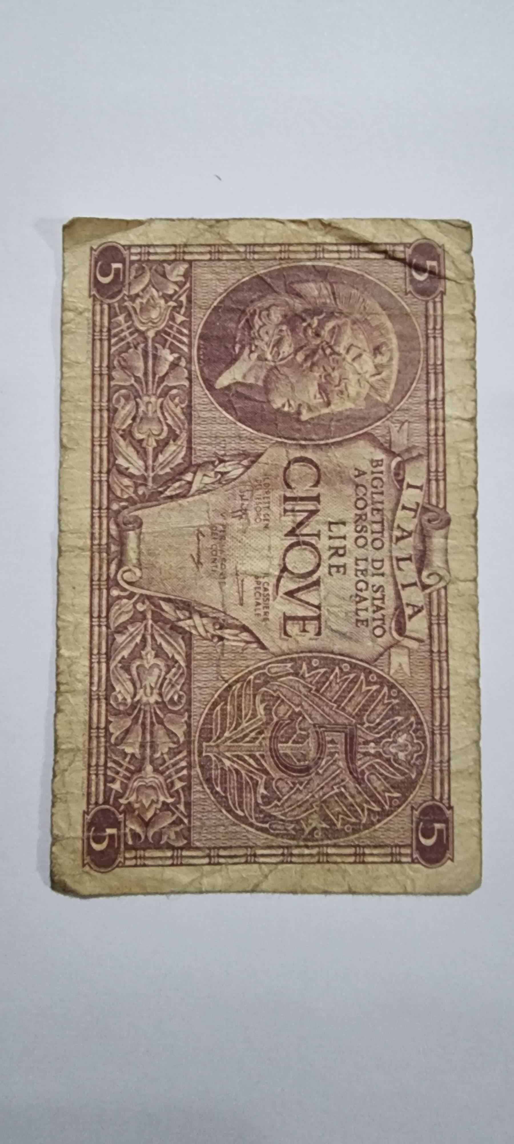 Anverso de 5 Lire, 23.11.1944