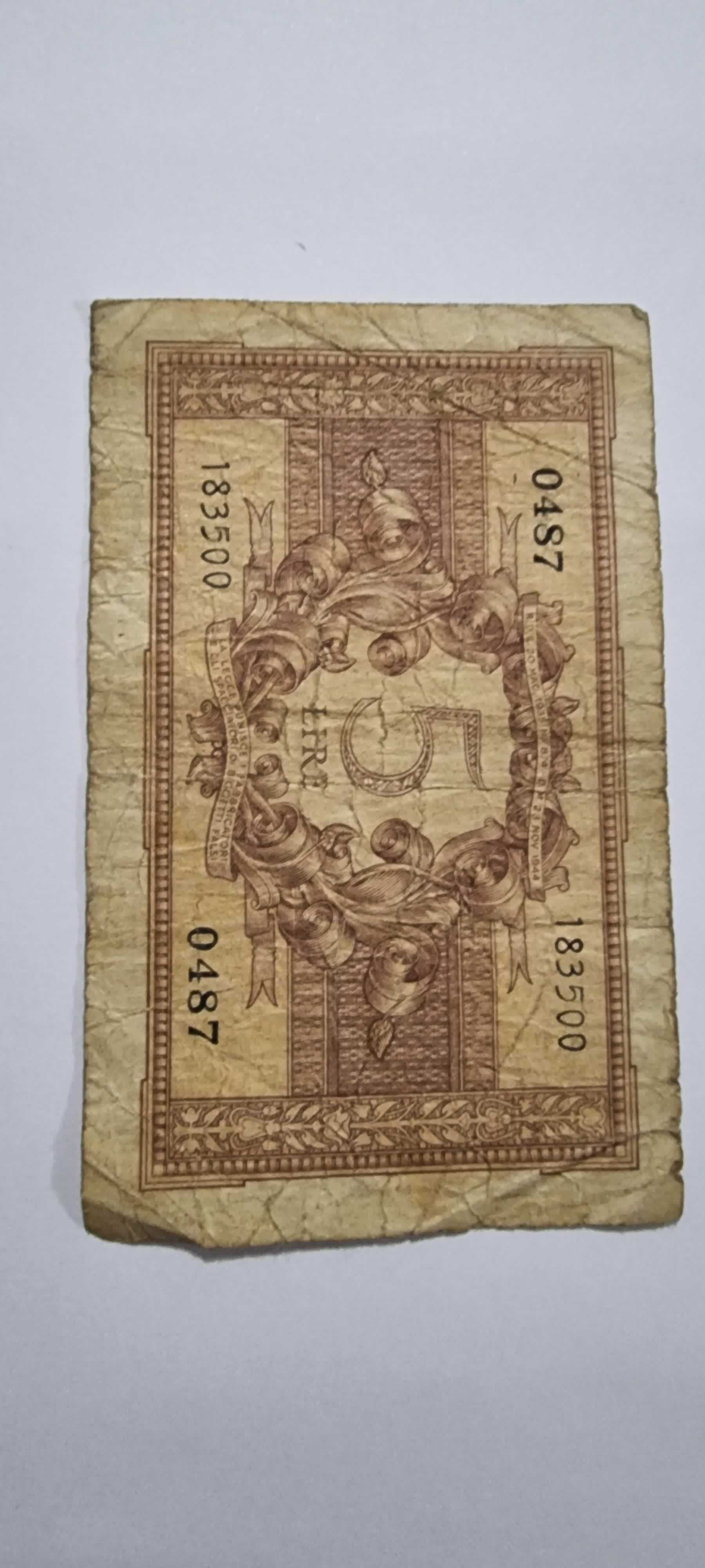 Reverso de 5 Lire, 23.11.1944